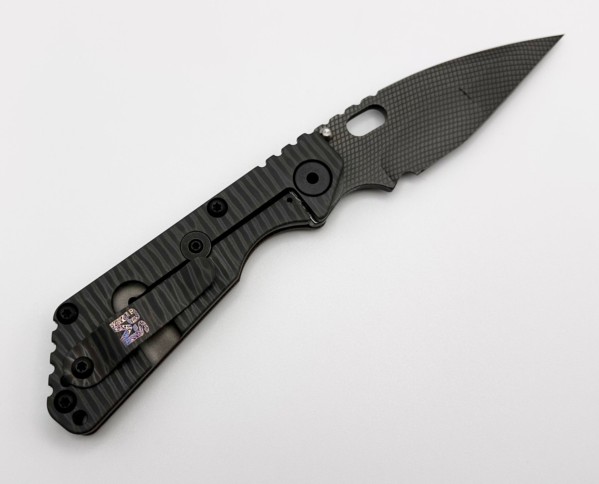 Mick Strider SnG ZigZag Multicolor Scale w/ Torched Lock Side & Cross Hatch Nightmare Ground Blade