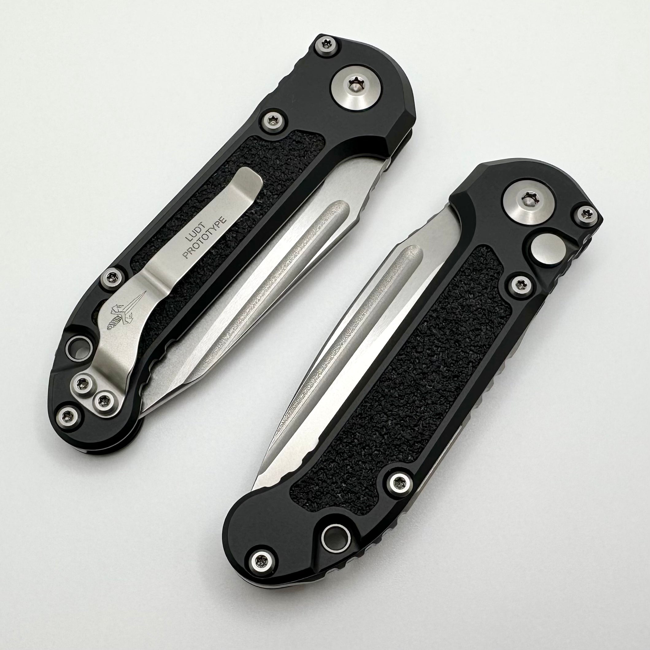 Marfione Custom Knives LUDT Gen III Prototype Set of 2 w/ Stonewash Blades & Black Handles