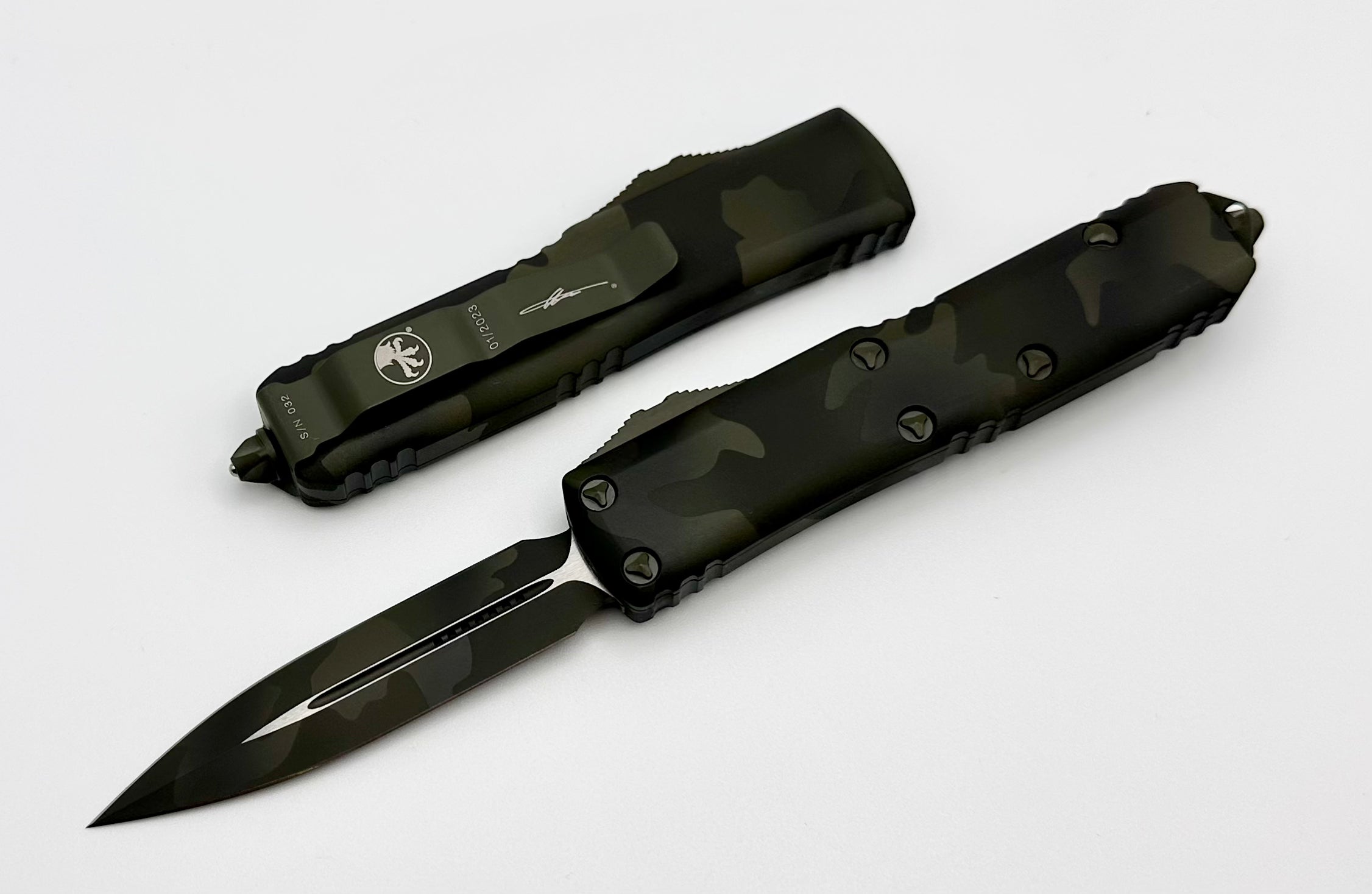 Microtech UTX-85 Double Edge Olive Camo 232-1OCS