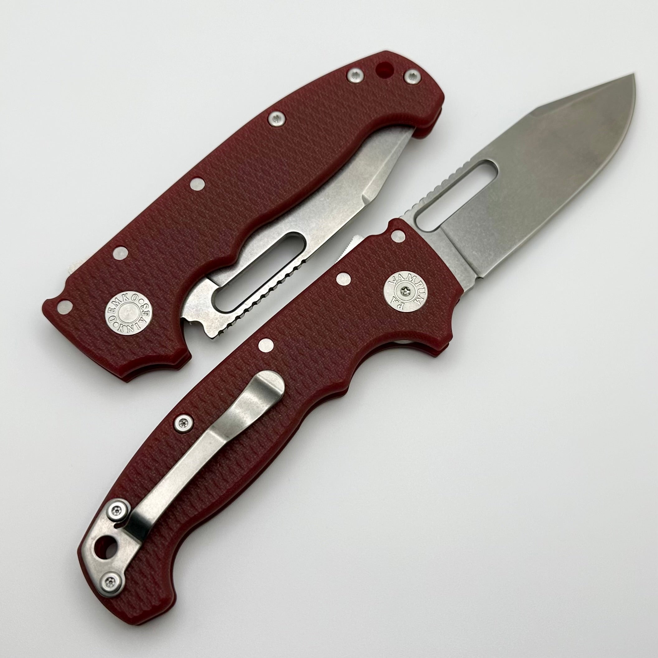 Demko Knives MG AD20S V2 Clip Point Full Flat Grind MagnaCut & Red G-10