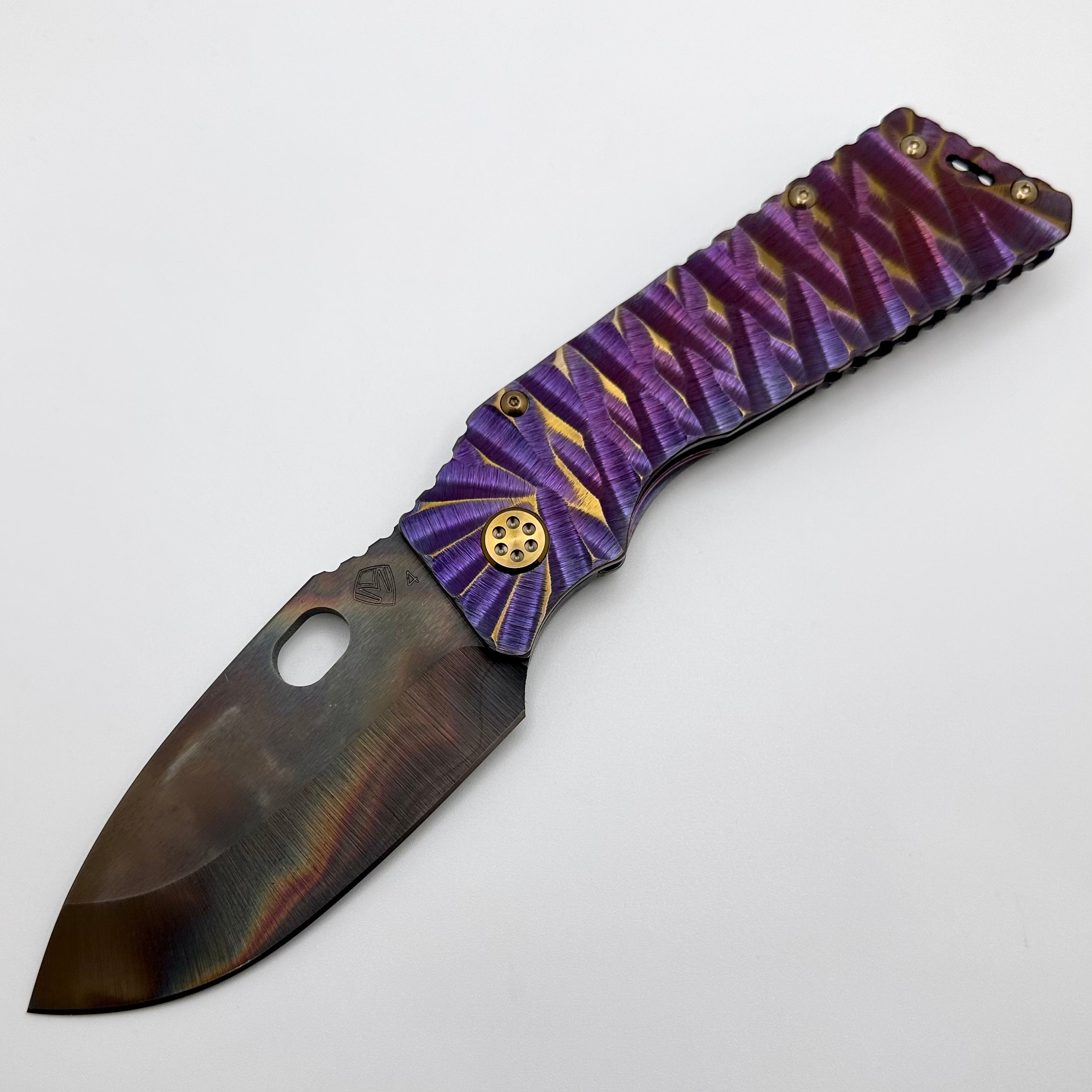 Medford TFF-1 S45VN Vulcan & Violet/Bronze Predator Sculpted Handles w/ Bronze Hardware/Clip