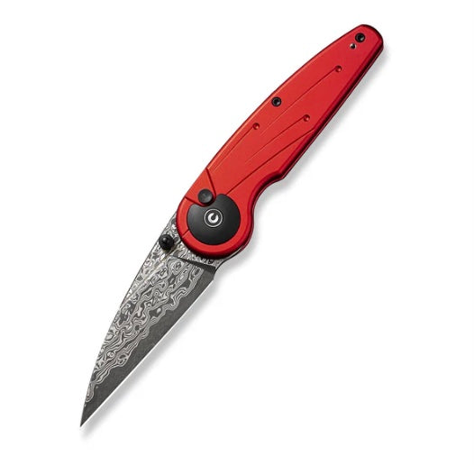 Civivi Starflare Button Lock Red Aluminum Handles w/ Damascus C23052-DS1