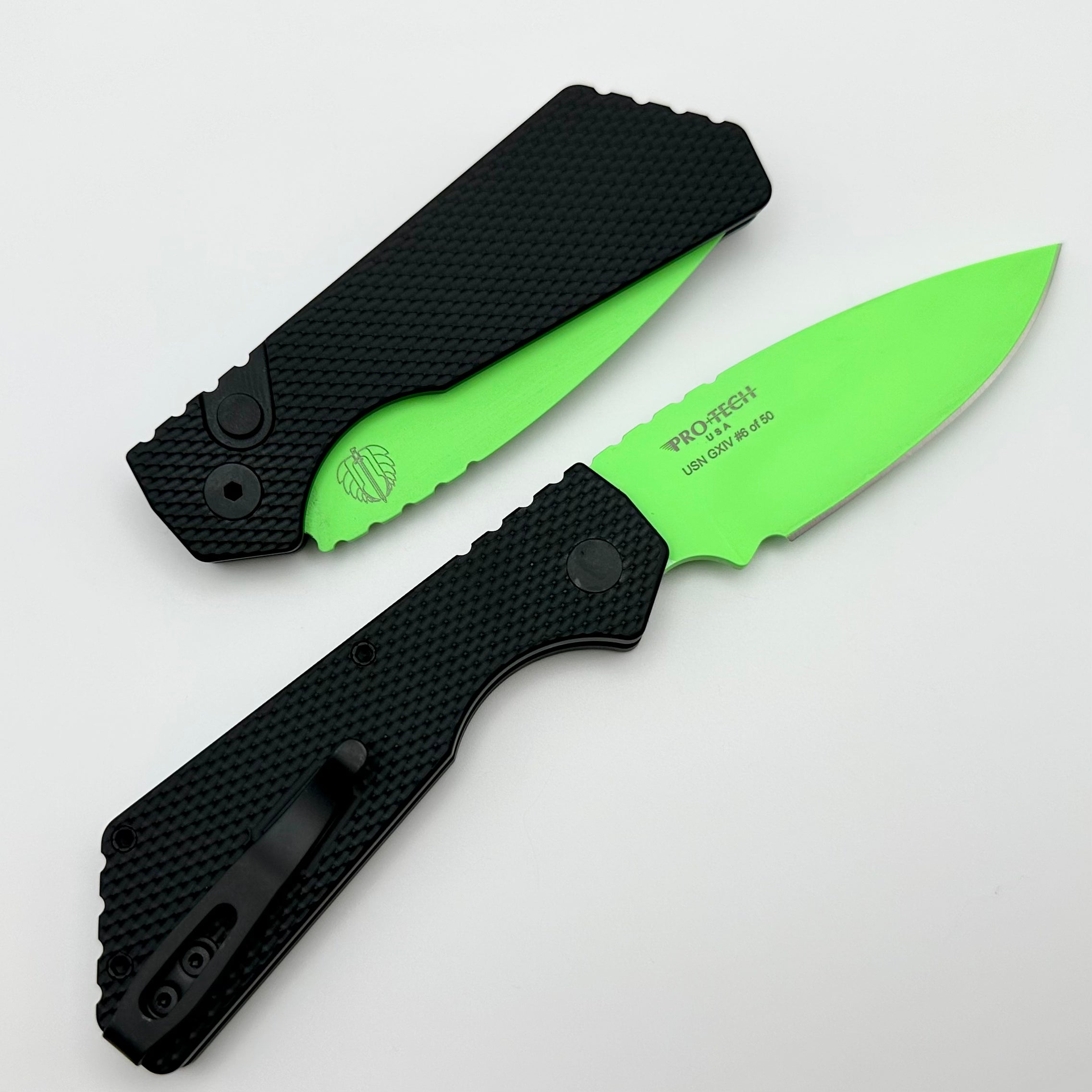 Pro-Tech PT Plus USN GXIV Aluminum Handle w/ Black Hardware & Cerakote Green MagnaCut Blade USN Special