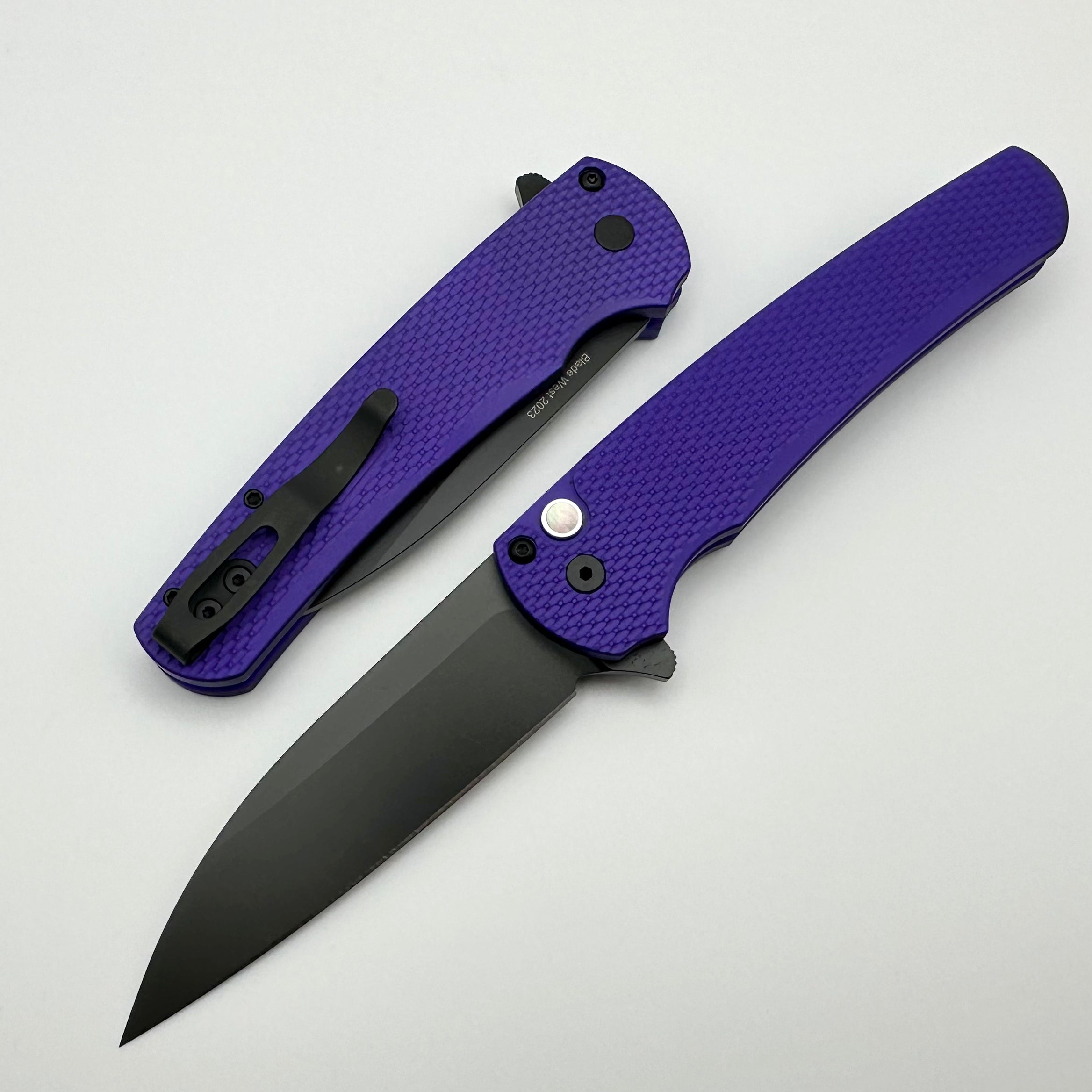 Pro-Tech Malibu 2023 Blade West Textured Purple Handle & DLC MagnaCut Blade ONE PER HOUSEHOLD