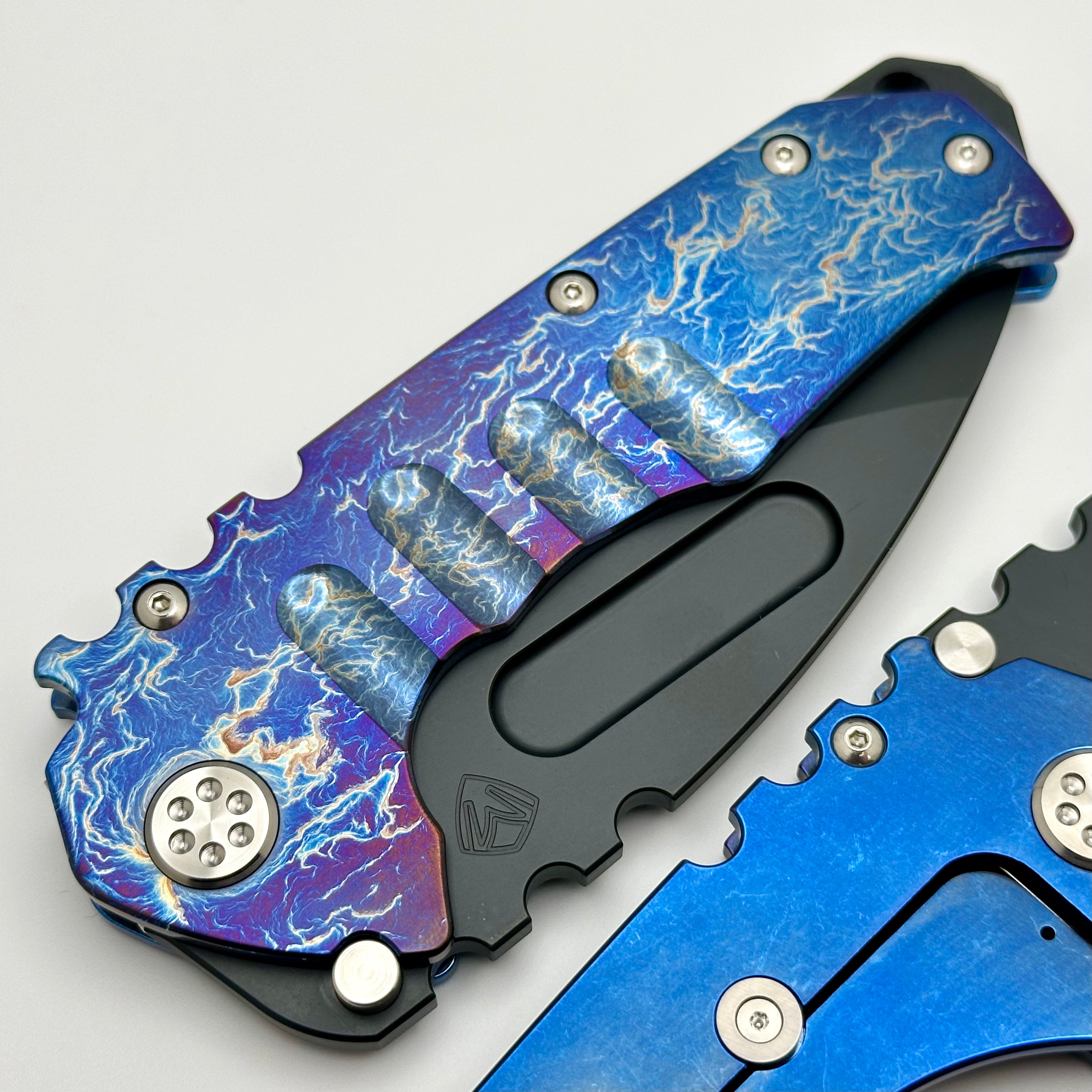 Medford Knife Praetorian T DLC Drop Point S45 & Flamed/Blue Tumbled Handle