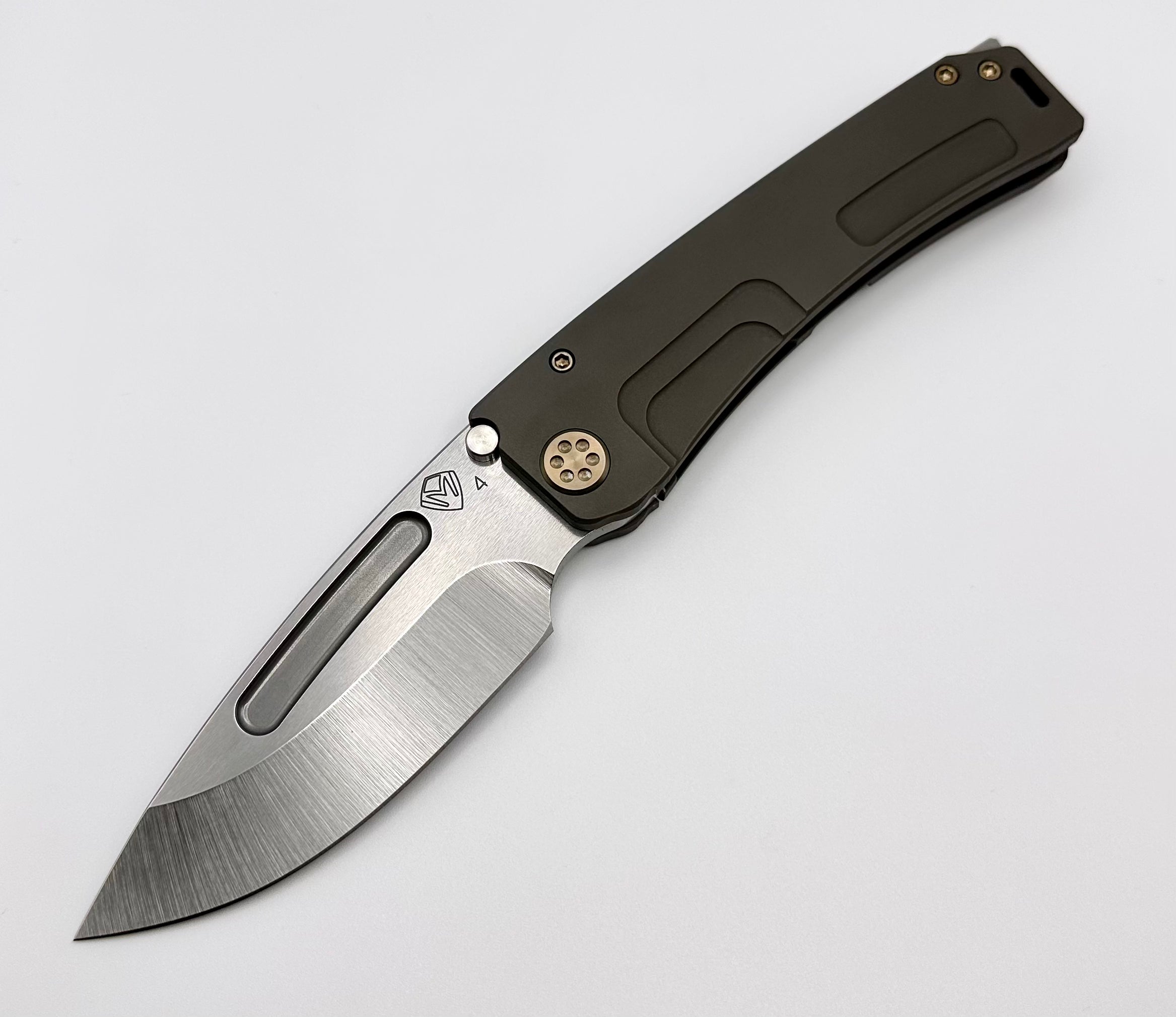 Medford Marauder H Tumbled S45 Blade & Bead Blast Bronze Handles w/ Bronze Hardware/Clip