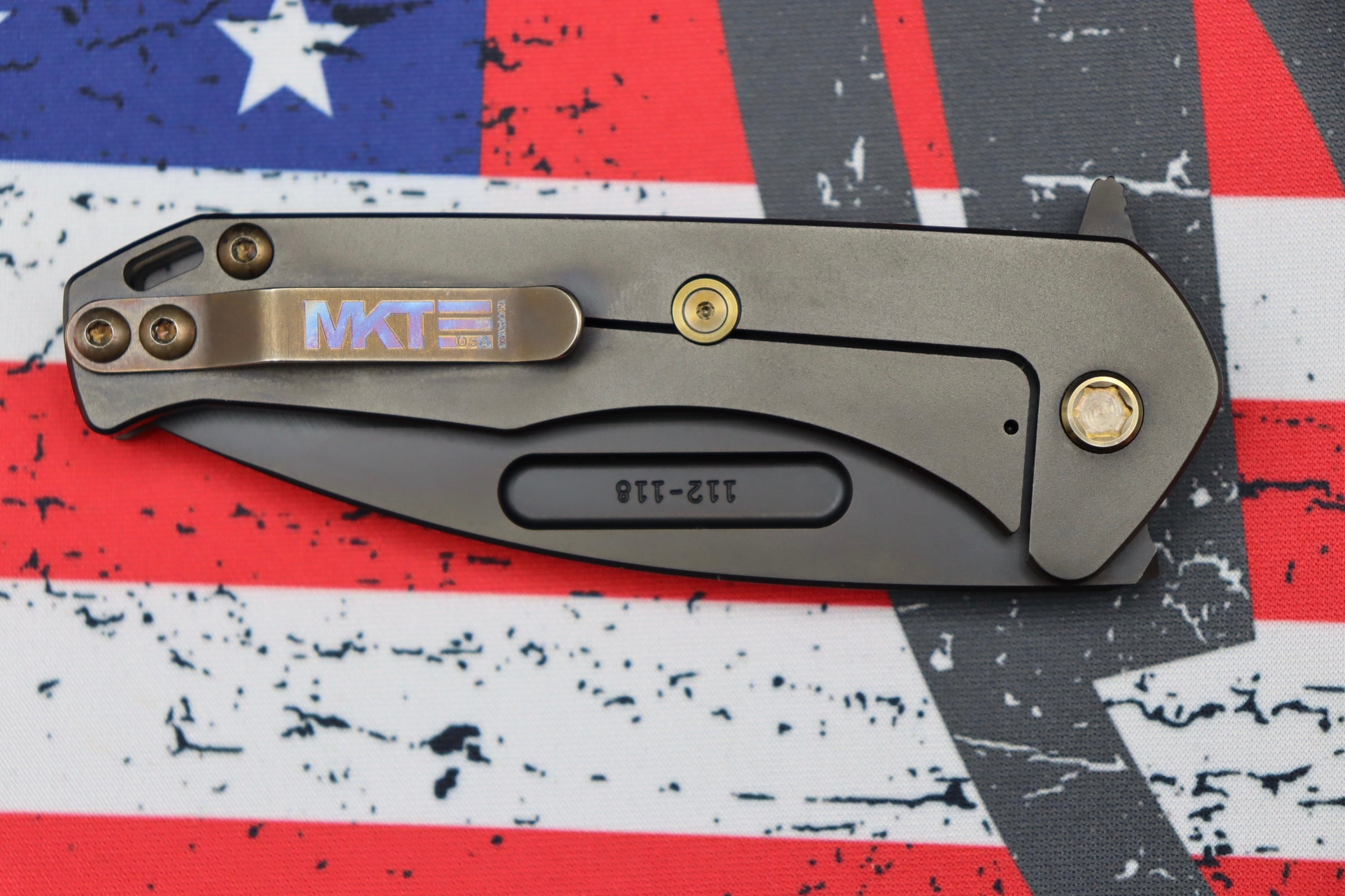 Medford Praetorian Slim Flipper PVD S35VN Tanto & PVD Handles w/ Bronze Hardware/Clip