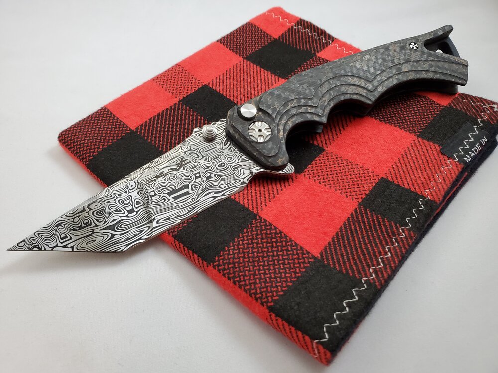 Brian Tighe Fighter Damasteel Tanto Copper Infused Carbon Fiber