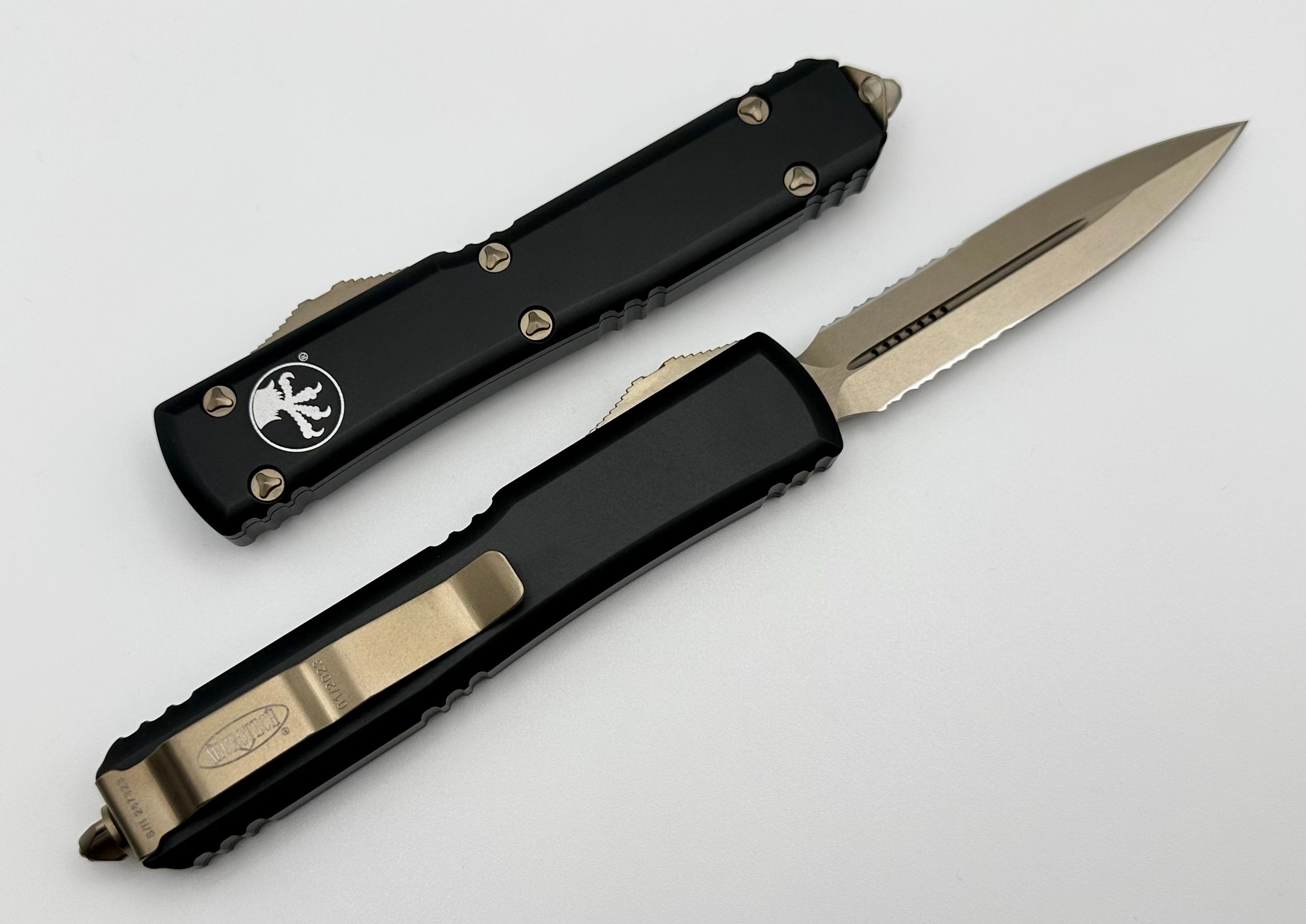 Microtech Ultratech w/ Double Edge Partial Serrated Bronze & Black 122-14