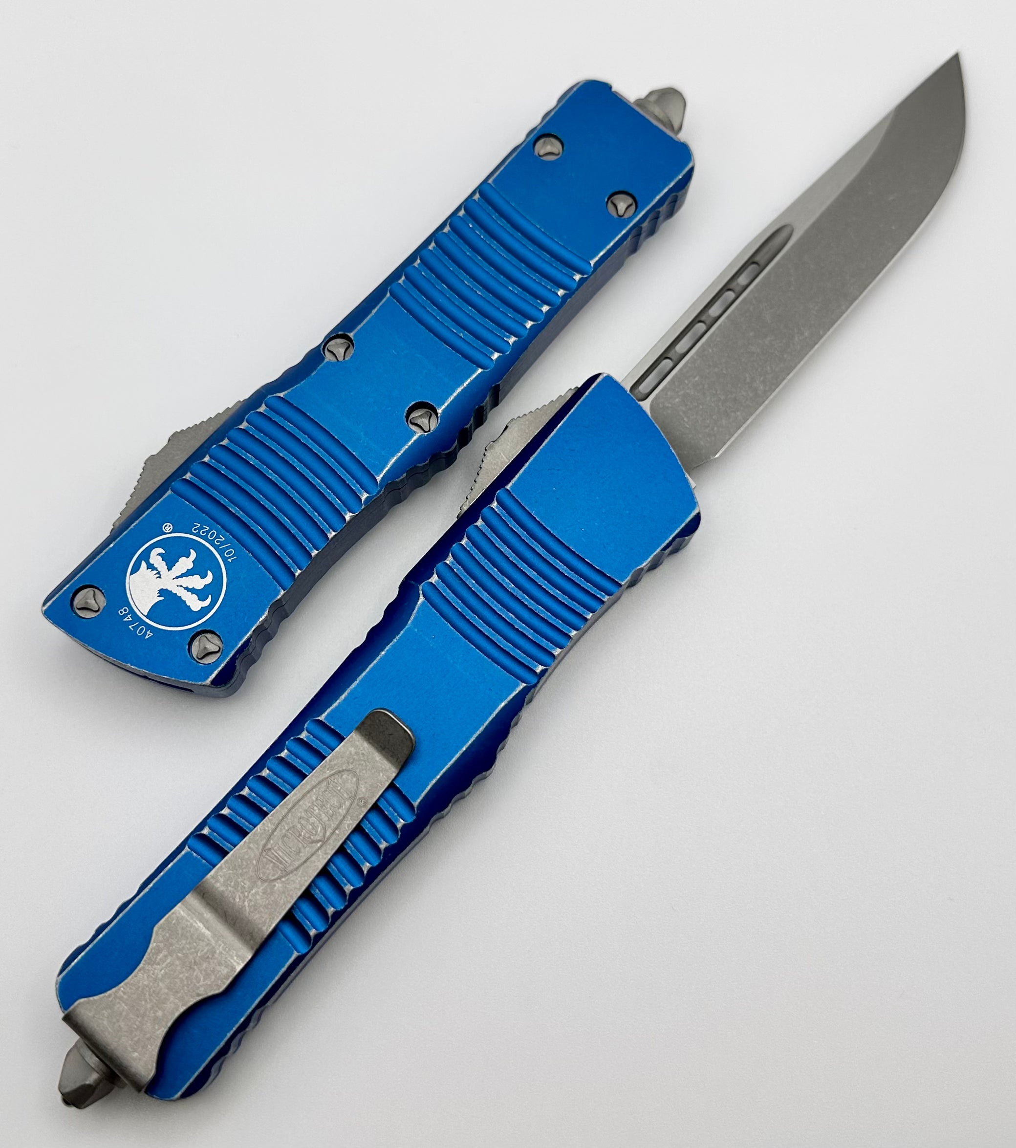 Microtech Combat Troodon Single Edge Apocalyptic & Distressed Blue 143-10DBL