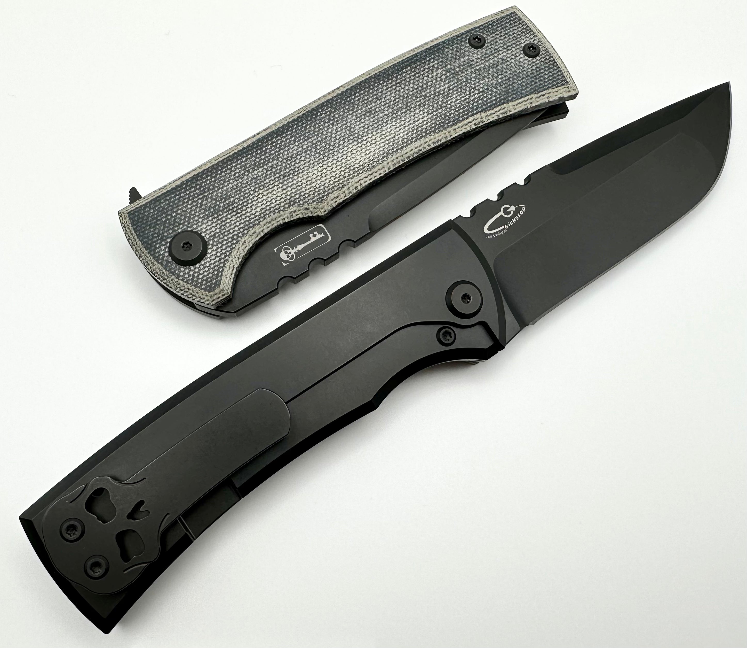 Chaves Knives Redencion 229 Kickstop PVD & Blue Denim Micarta Exclusive w/ M390 PVD Drop Point