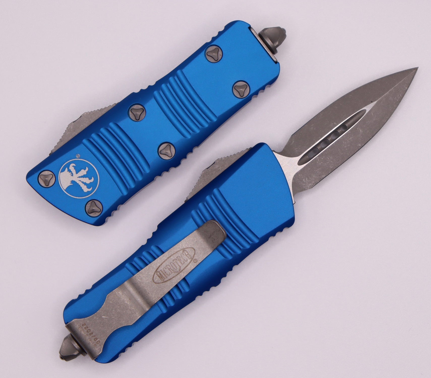 Microtech Troodon Mini Double Edge Apocalyptic Standard & Blue 238-10APBL