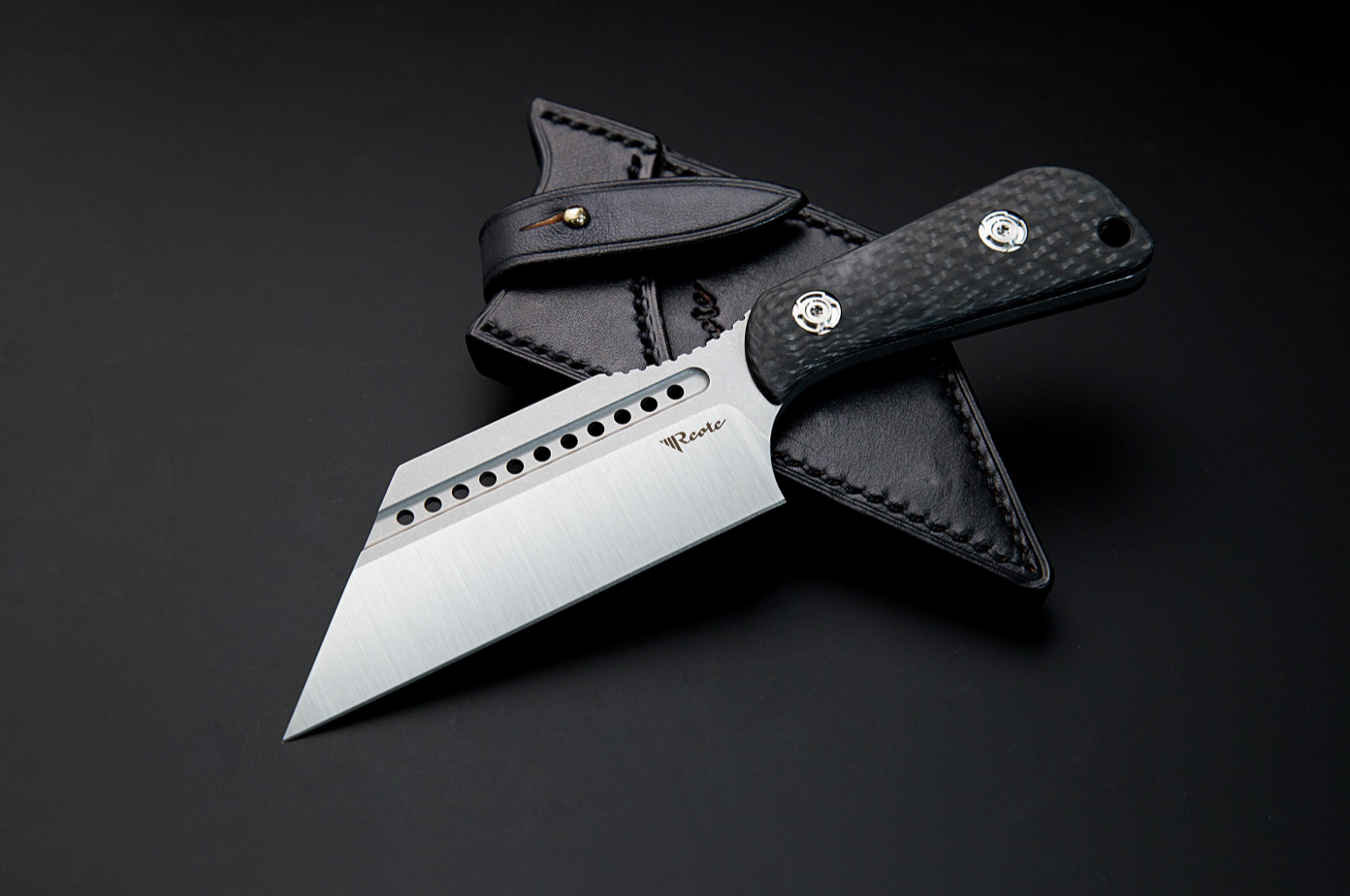 Reate Tibia Fixed Blade Carbon Fiber with Satin Stonewash M390