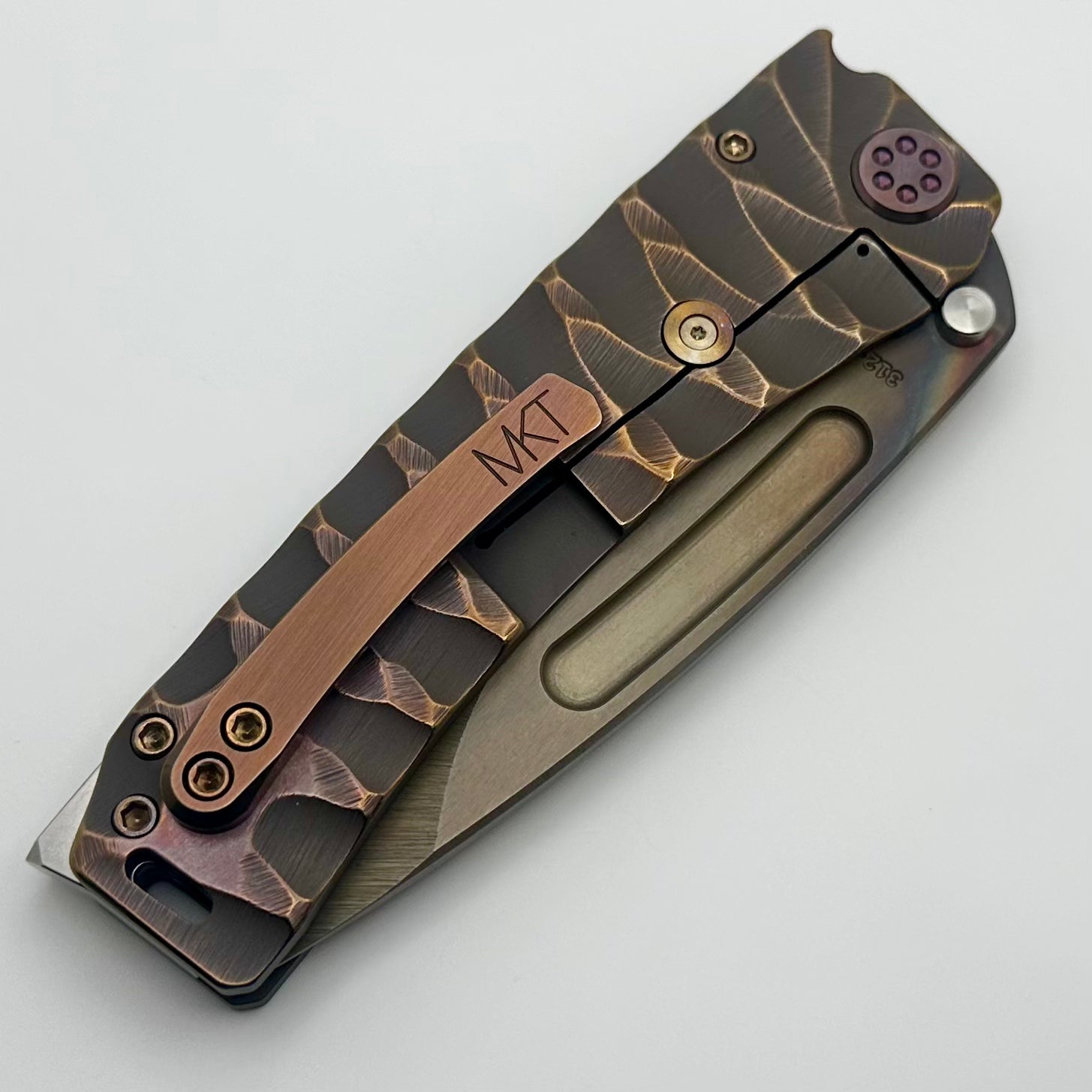 Medford Marauder H Copper Rose Twisted Predator w/ Copper Rose Hardware & Vulcan S45VN Drop Point