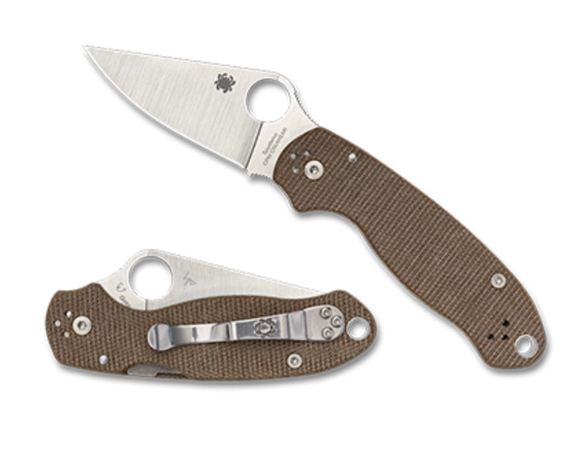 Spyderco Para 3 Brown Canvas Micarta & Cruwear C223MPCW