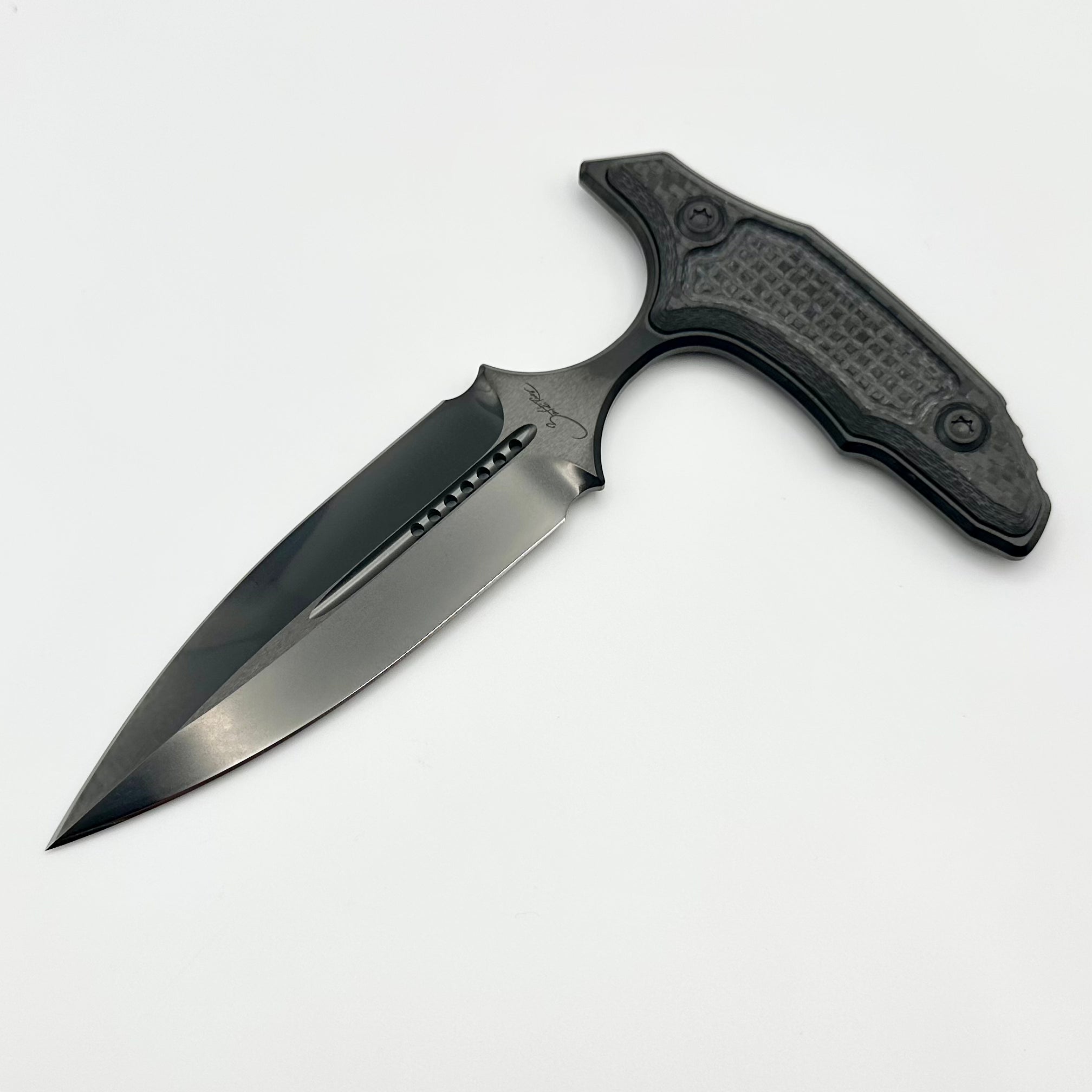 Marfione Custom Knives Hypnotic DLC Stonewash M390 & Carbon Fiber w/ Two Tone Hardware