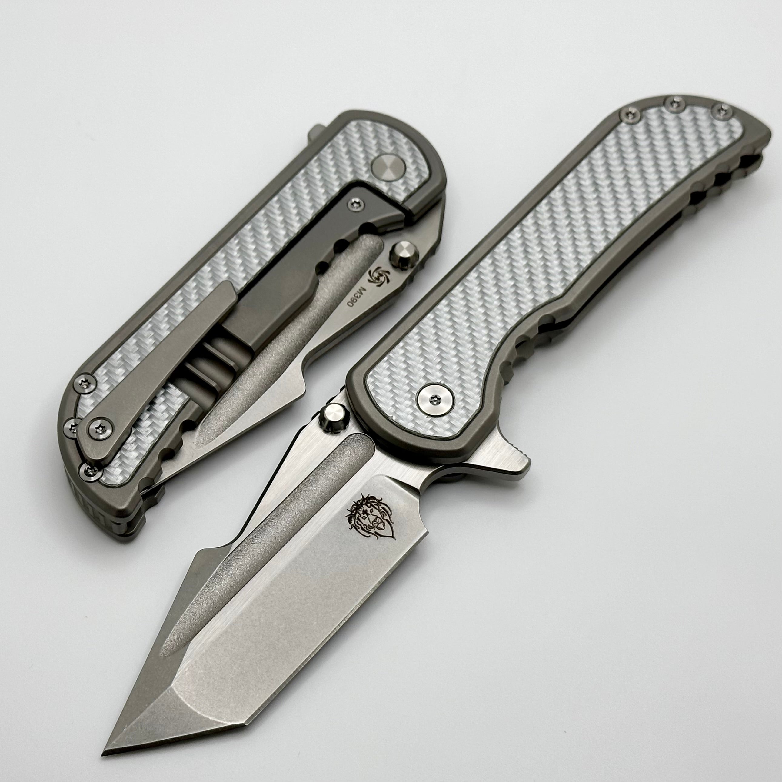 Mechforce Knives Alphahunter Collab Apocalypse w/ Silver Twill Carbon Fiber Inlays & M390