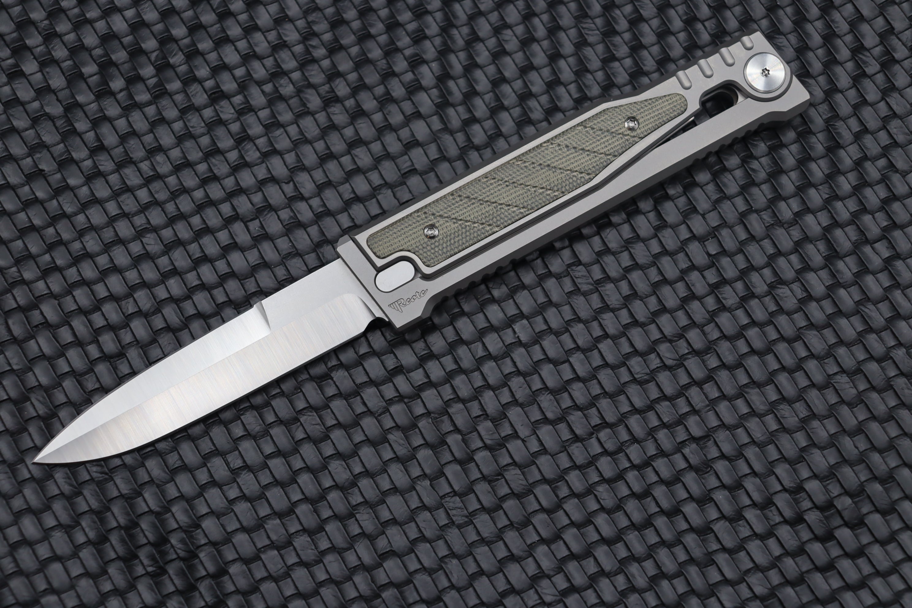 Reate EXO Exoskeleton Design Green Micarta Double Edge