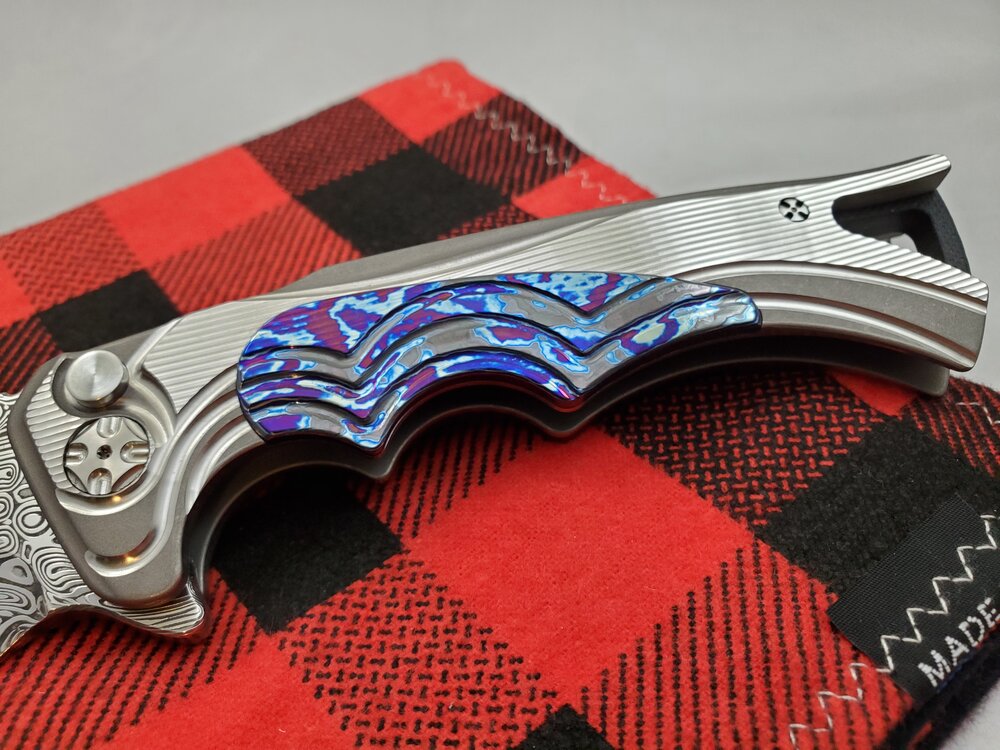 Brian Tighe Fighter Titanium Timascus Inlaid w/ Damasteel Clip