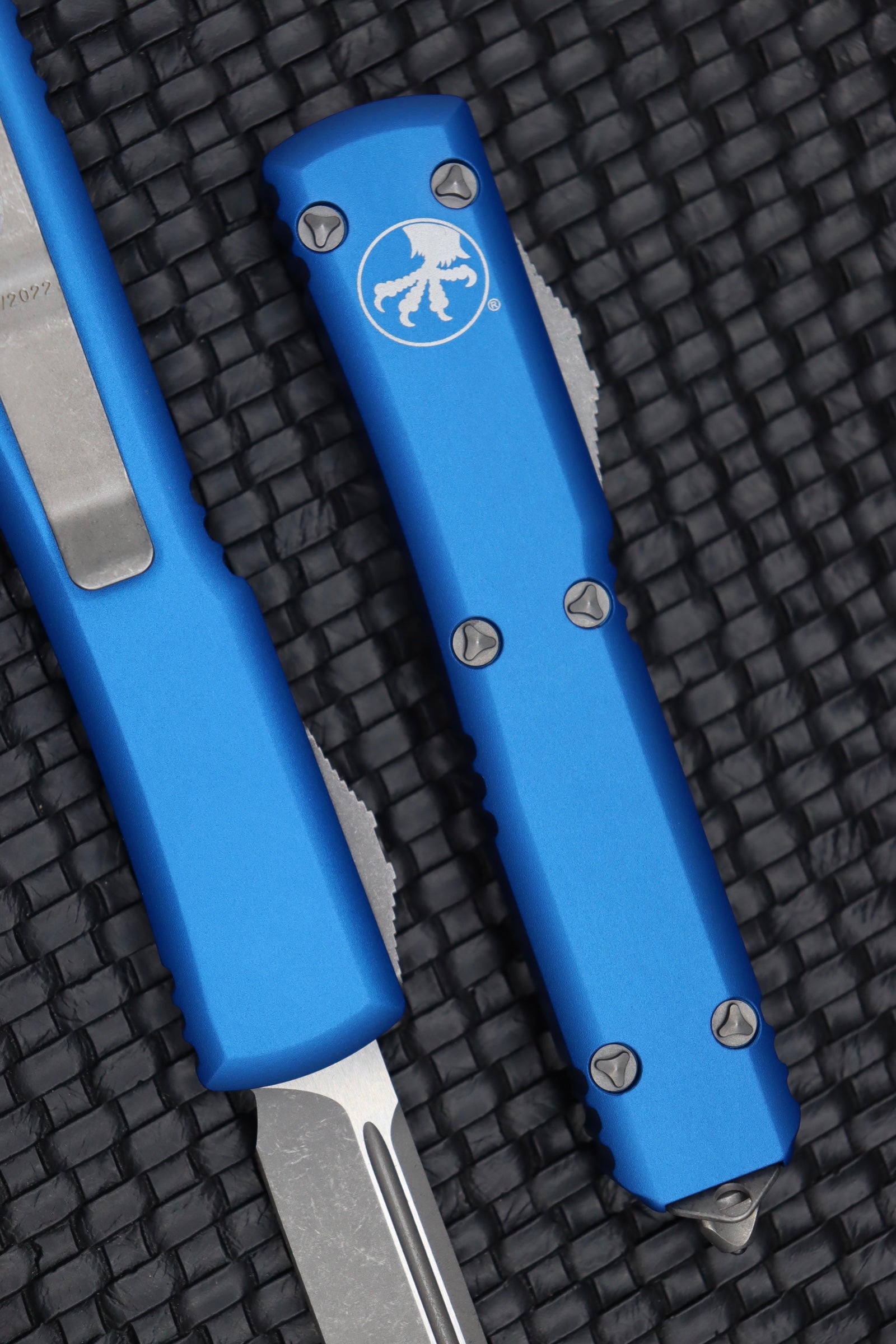 Microtech Ultratech Single Edge Apocalyptic & Blue 121-10APBL