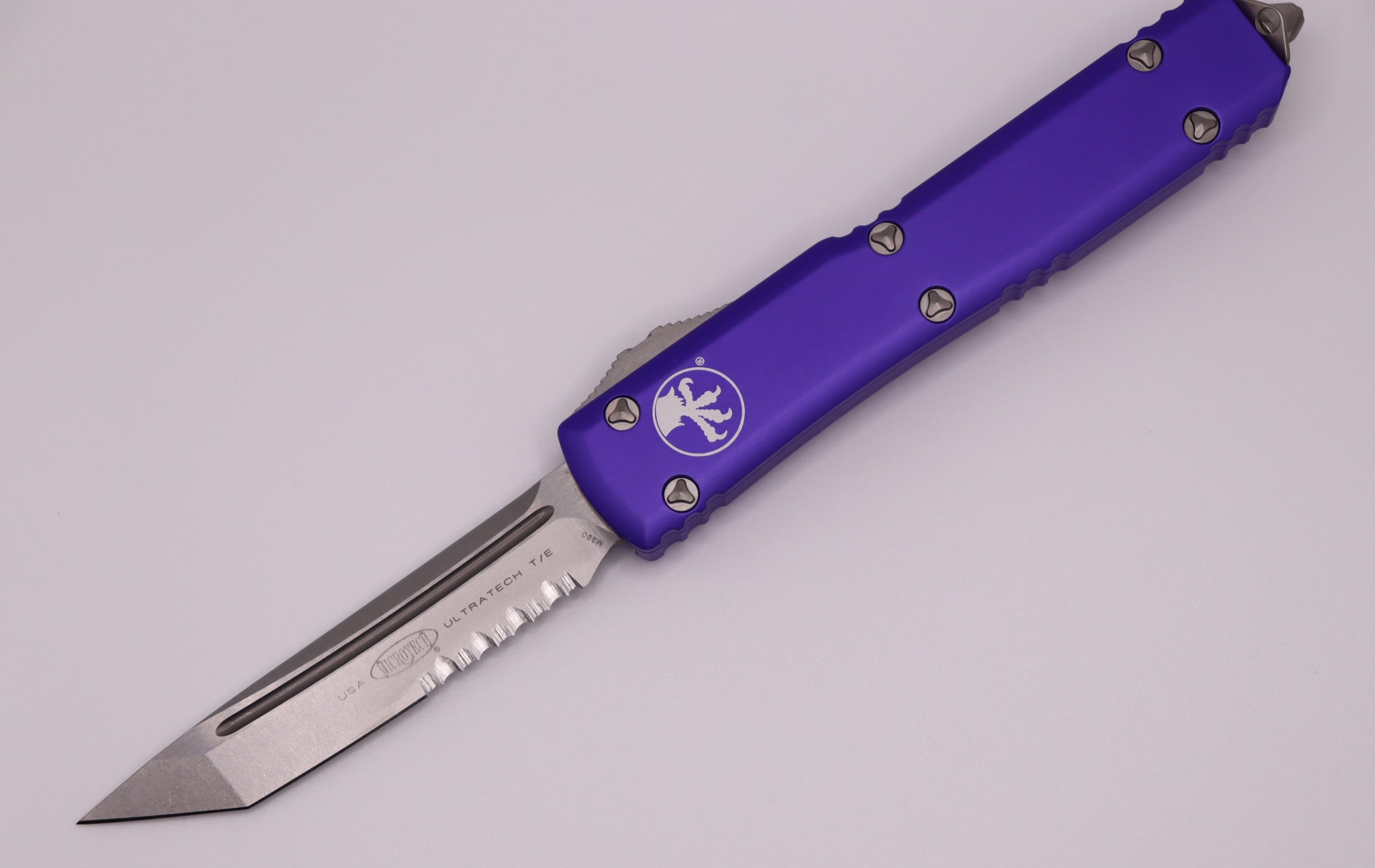 Microtech Ultratech Tanto Stonewash Partial Serrated & Purple 123-11PU