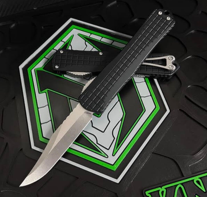 Heretic Knives Manticore X Black Frag Handle & Stonewash Bowie MagnaCut H030BF-2A