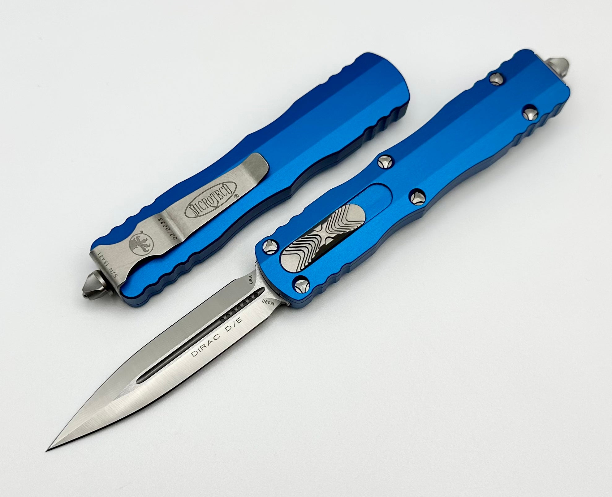 Microtech Dirac Double Edge Satin Standard & Blue 225-4BL