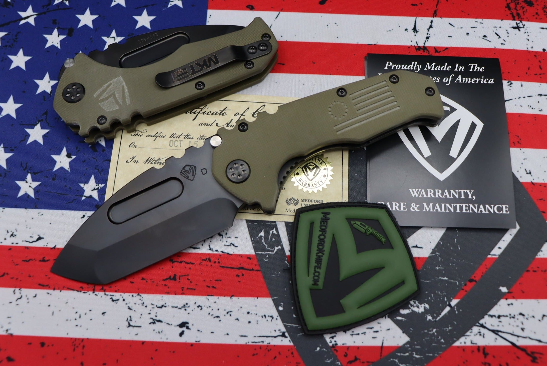 Medford Scout Praetorian OD Green G10 & PVD D2 Tanto