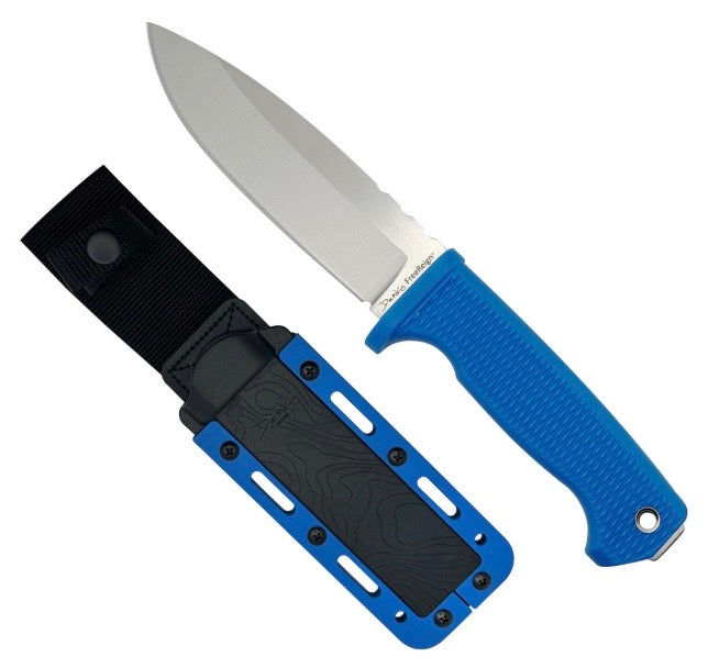 Demko FreeReign Drop Point AUS10A & Blue Rubberized Handle FR-10ABLUE