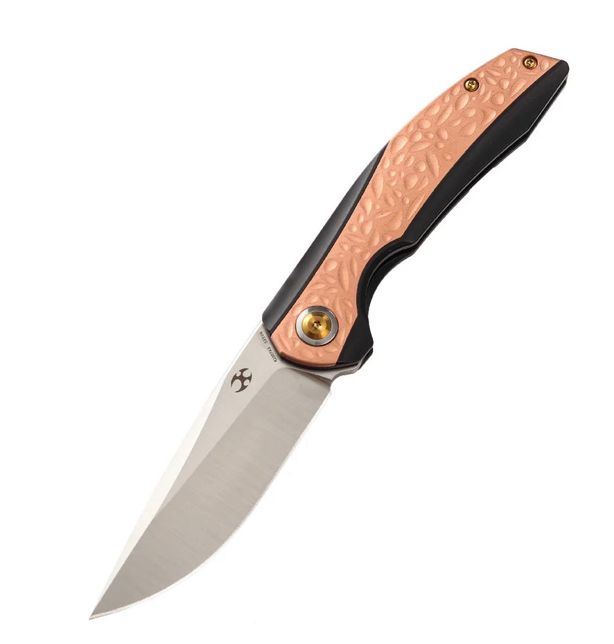 Kansept Knives Accipiter Black Titanium/Copper Inlaid & CPM-S35VN Front Flipper K1007A3