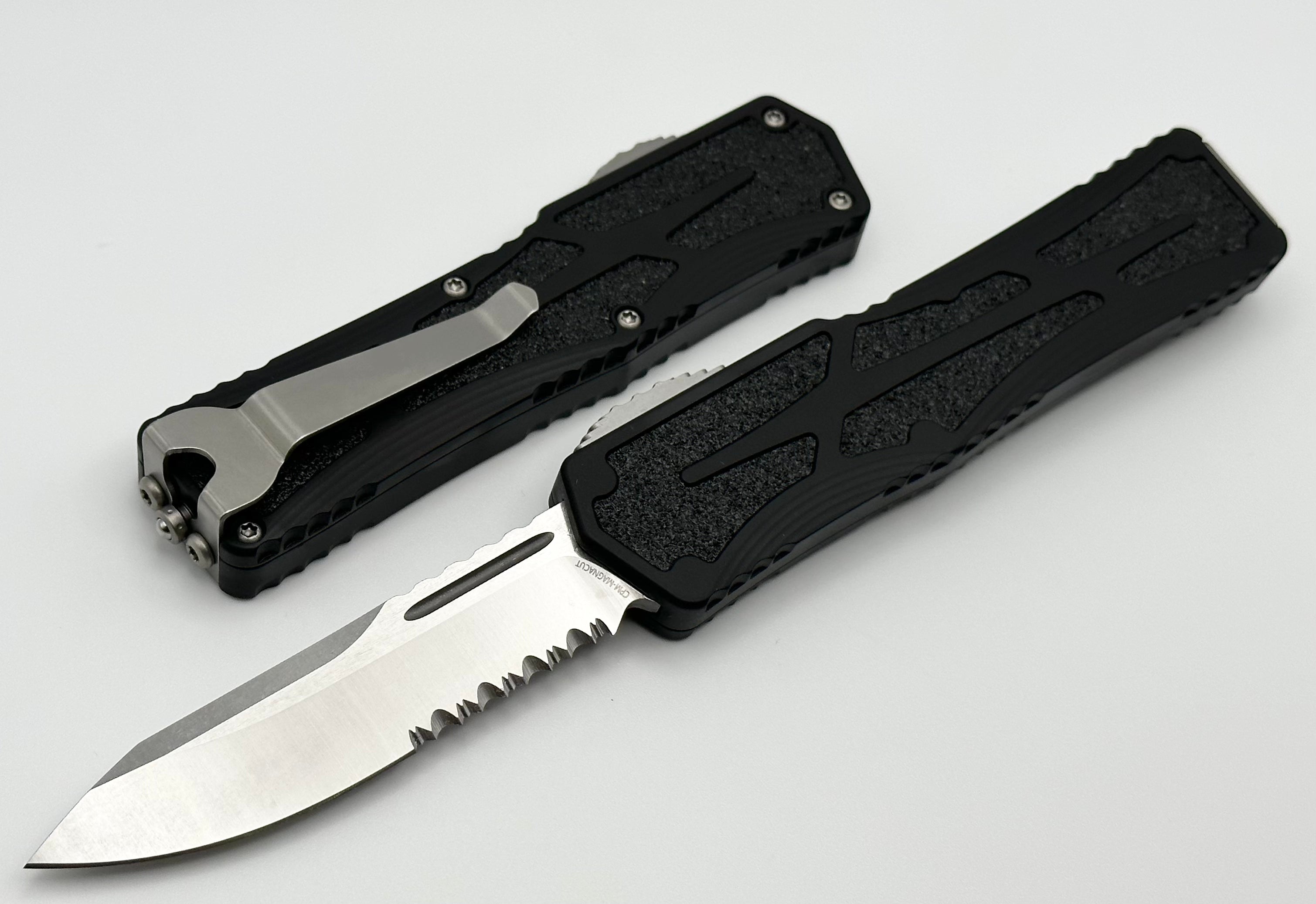 Heretic Knives Colossus Single Edge Serrated Magnacut & Black Handle H039-2B