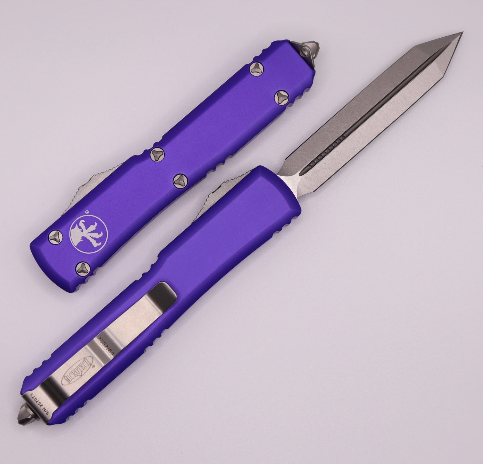 Microtech Ultratech Spartan Stonewash Standard & Purple 223-10PU