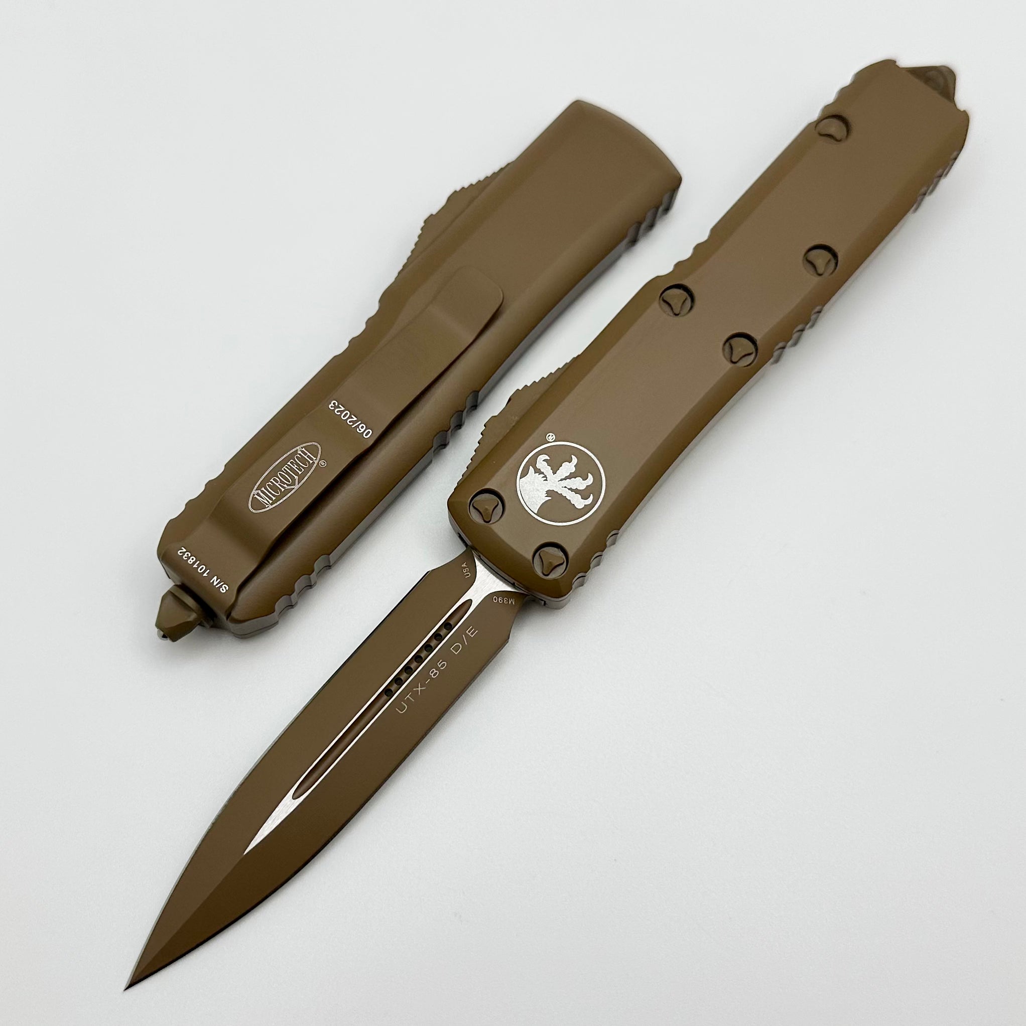 Microtech UTX-85 Double Edge Cerakote Tan Standard 232-1CTA