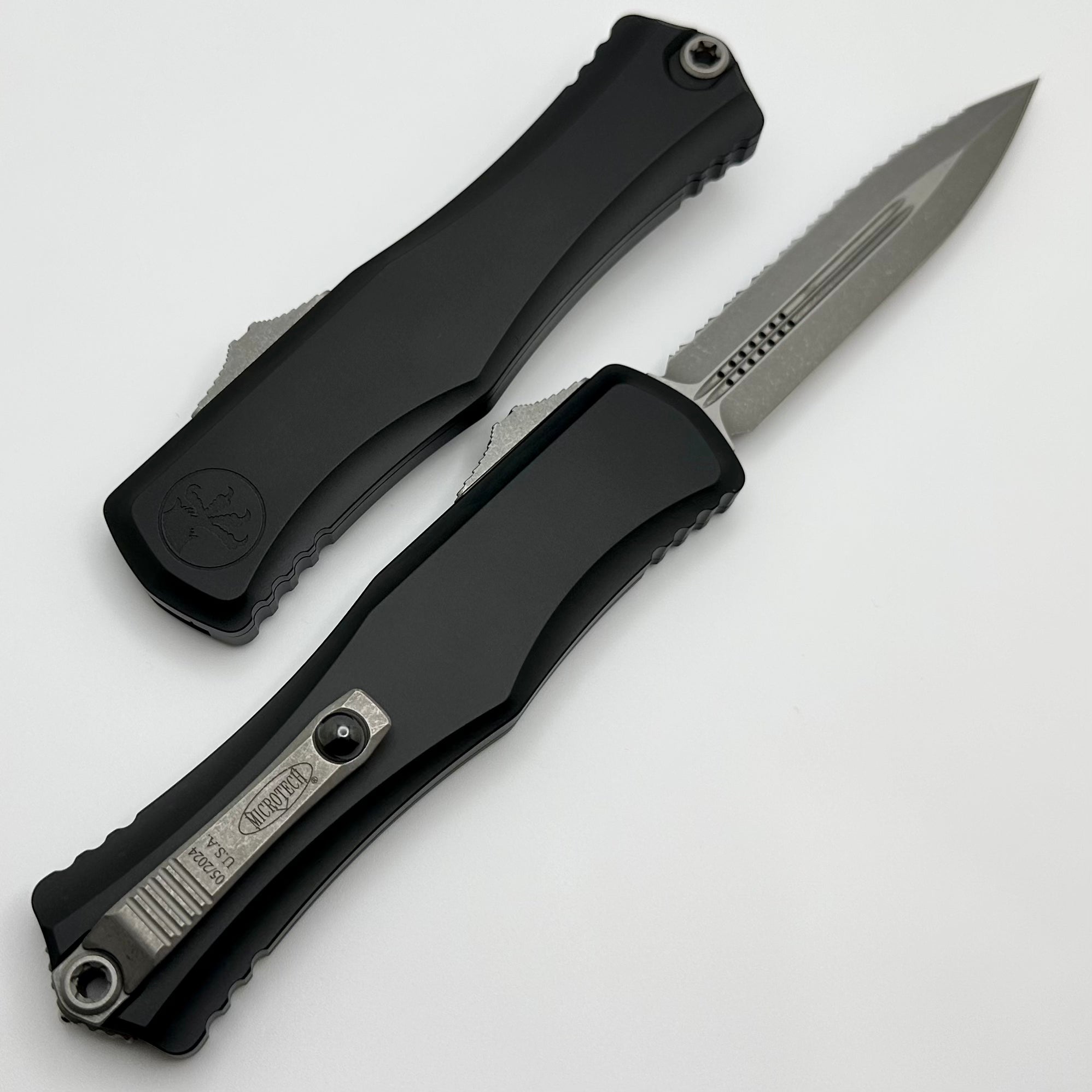 Microtech Knives Hera II Apocalyptic Double Edge Full Serrated w/ Black Handle 1702-12AP