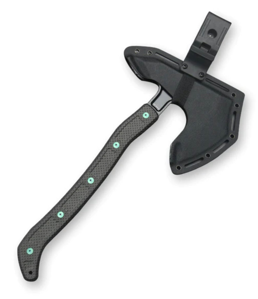 Jake Hoback Ps2 Axe DLC Stonewash AEB-L Steel w/ Unidirectional Carbon Fiber & Green Anodized Bolts