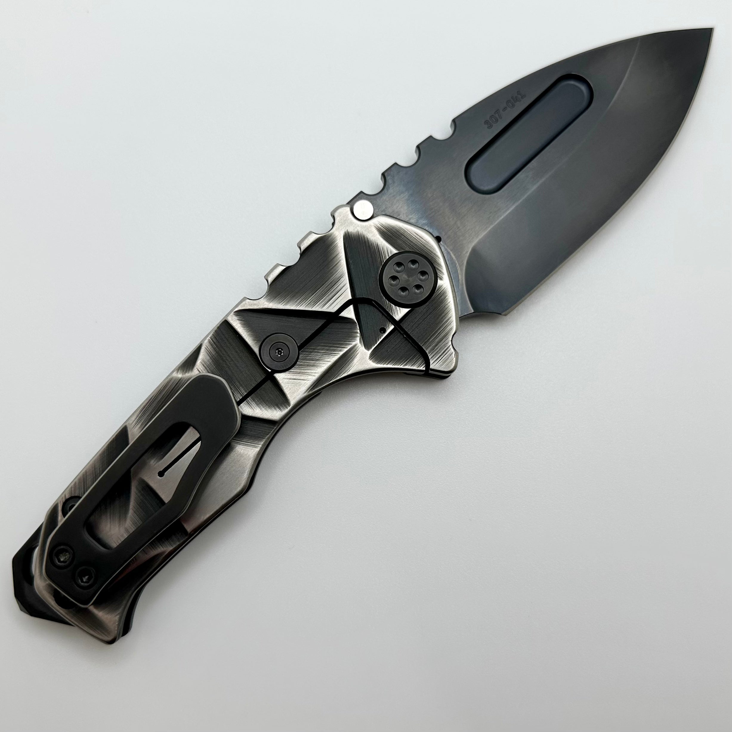 Medford Praetorian Genesis T S45 PVD Drop Point & Black Stained Glass Handles w/ Black Hardware/Clip