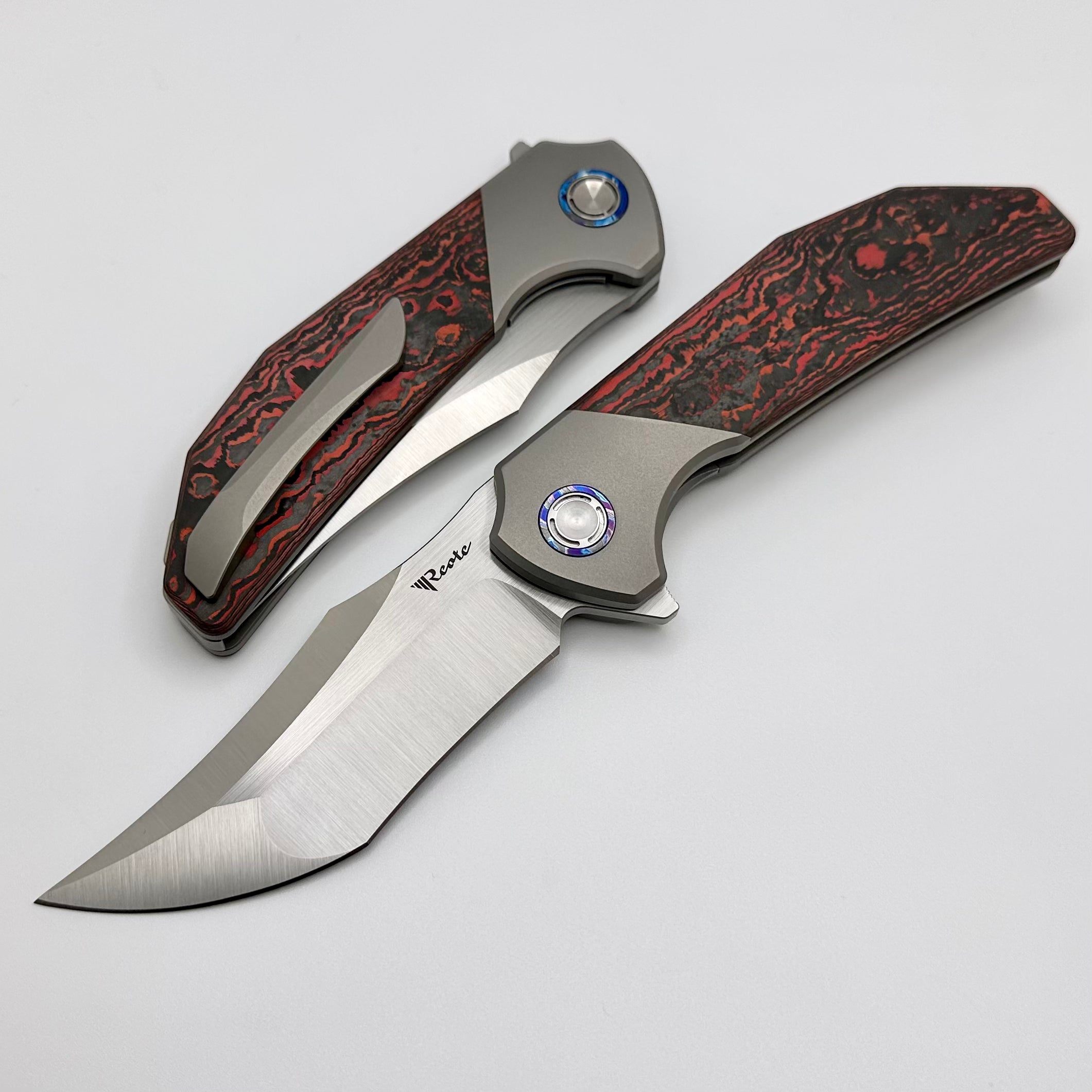 Reate Knives Tiger Lava Flow Fat Carbon & Compound Ground M390