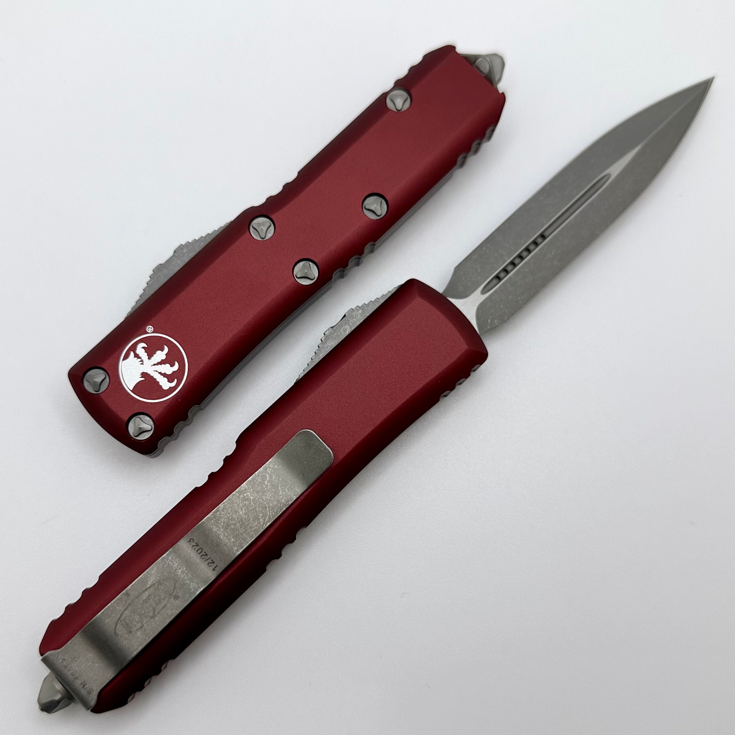 Microtech UTX-85 Double Edge Apocalyptic Standard & Merlot 232-10APMR