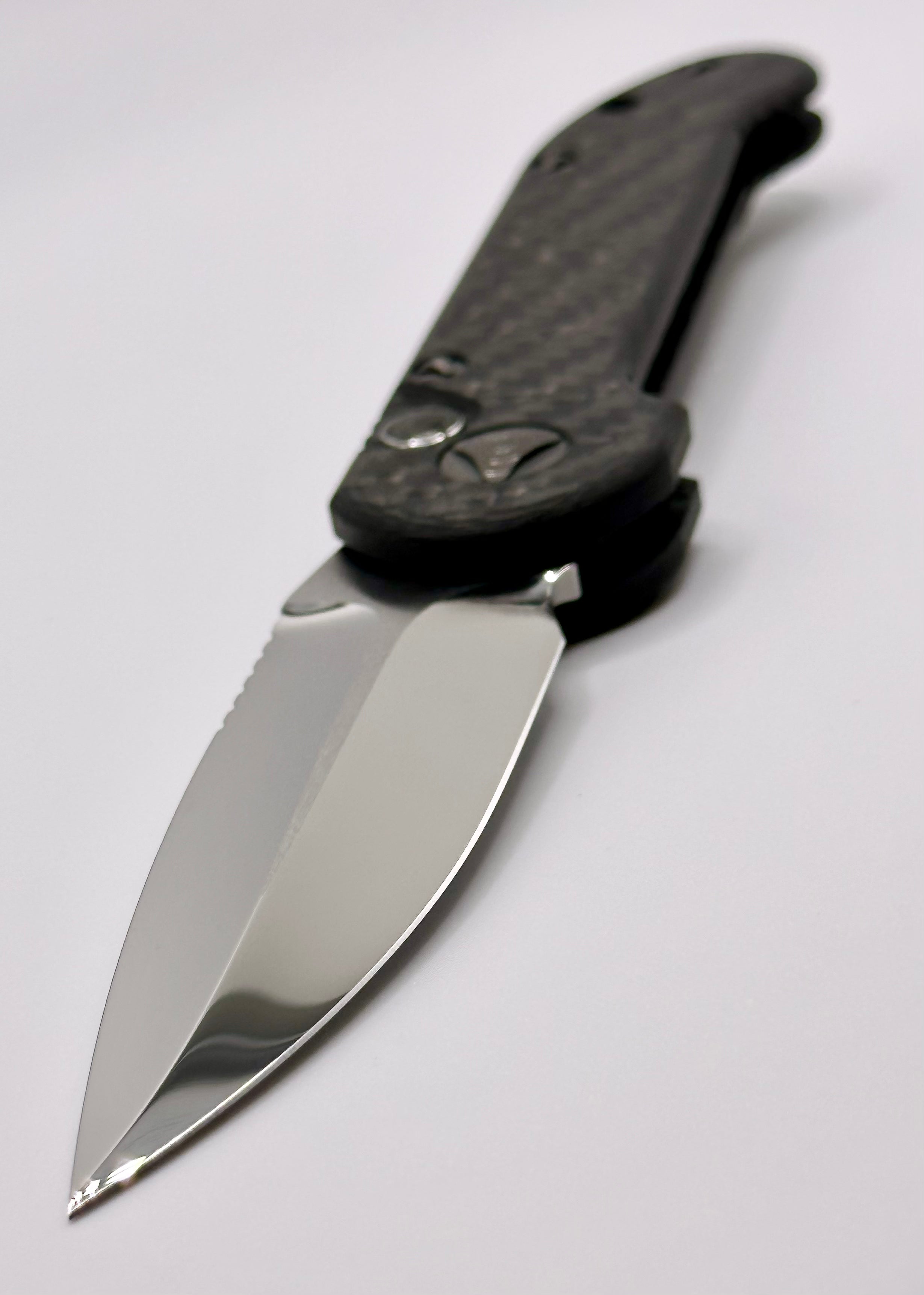 Marfione Custom Knives LUDT Mirror Polish w/ Carbon Fiber & DLC Ringed Hardware