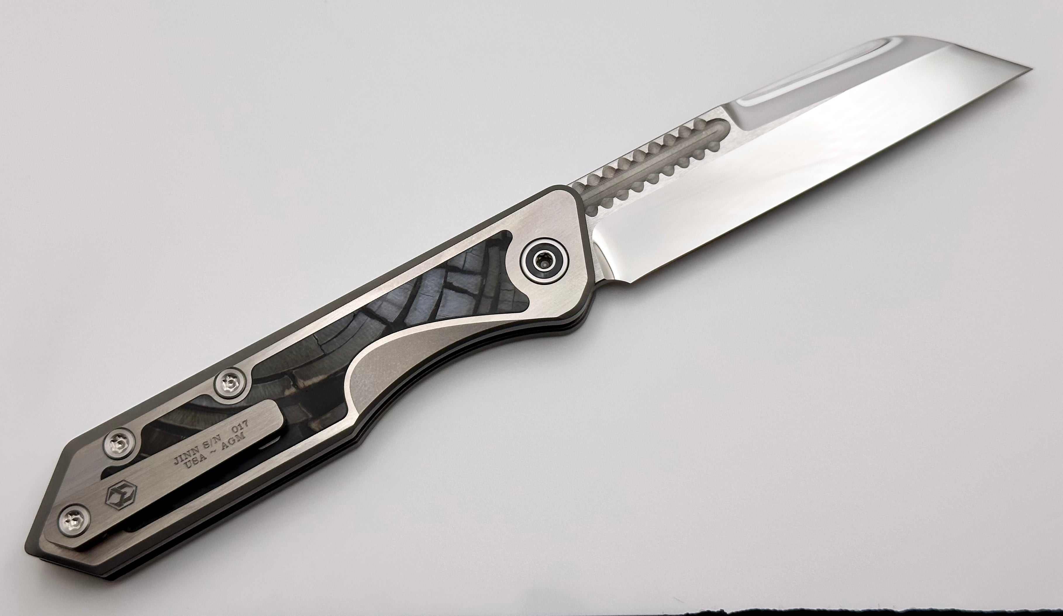 Heretic Knives Jinn Custom Titanium w/ Mammoth Inset & Hand Ground Mirror Polished Elmax