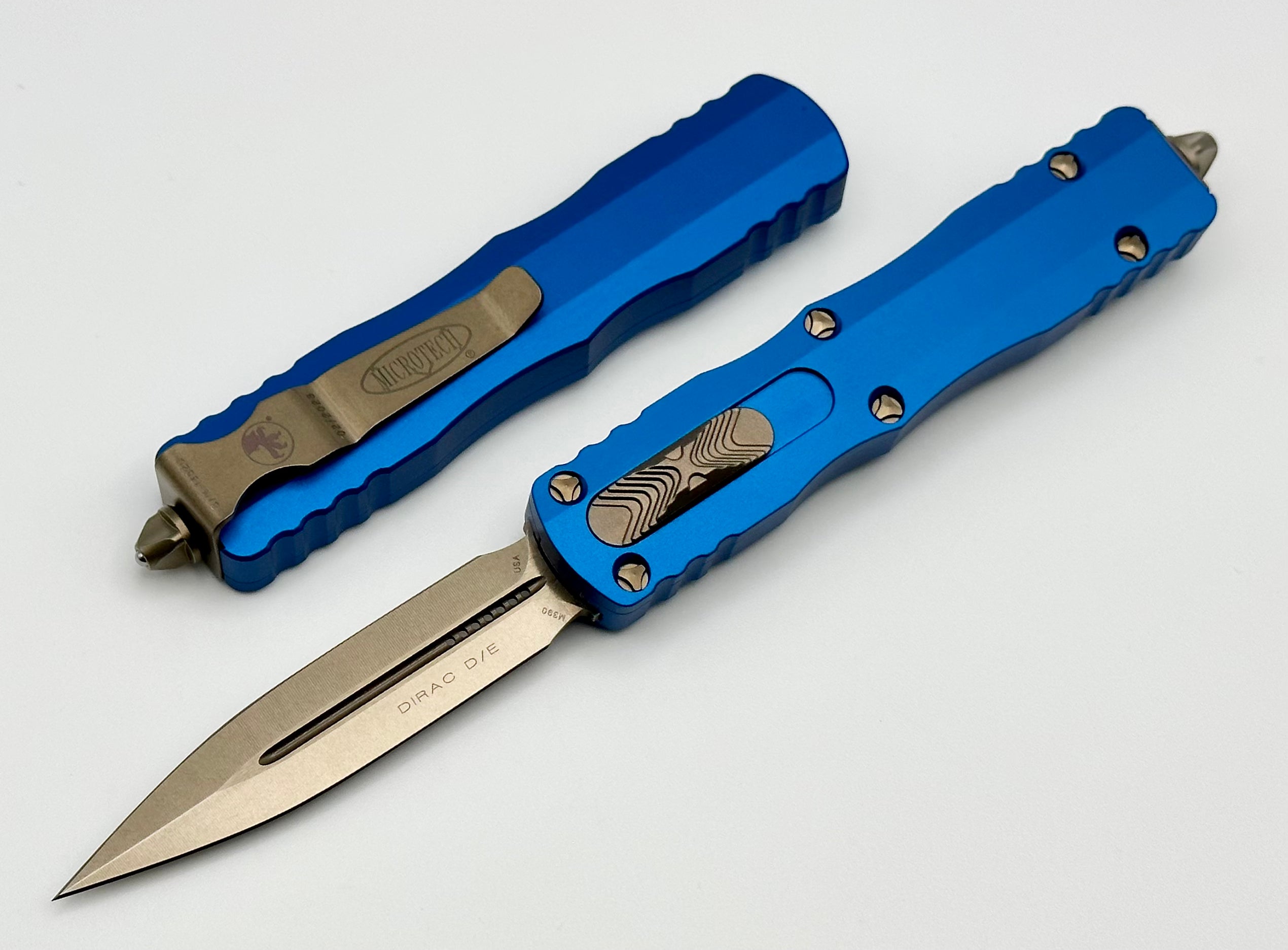 Microtech Dirac Double Edge Bronze & Blue 225-13BL