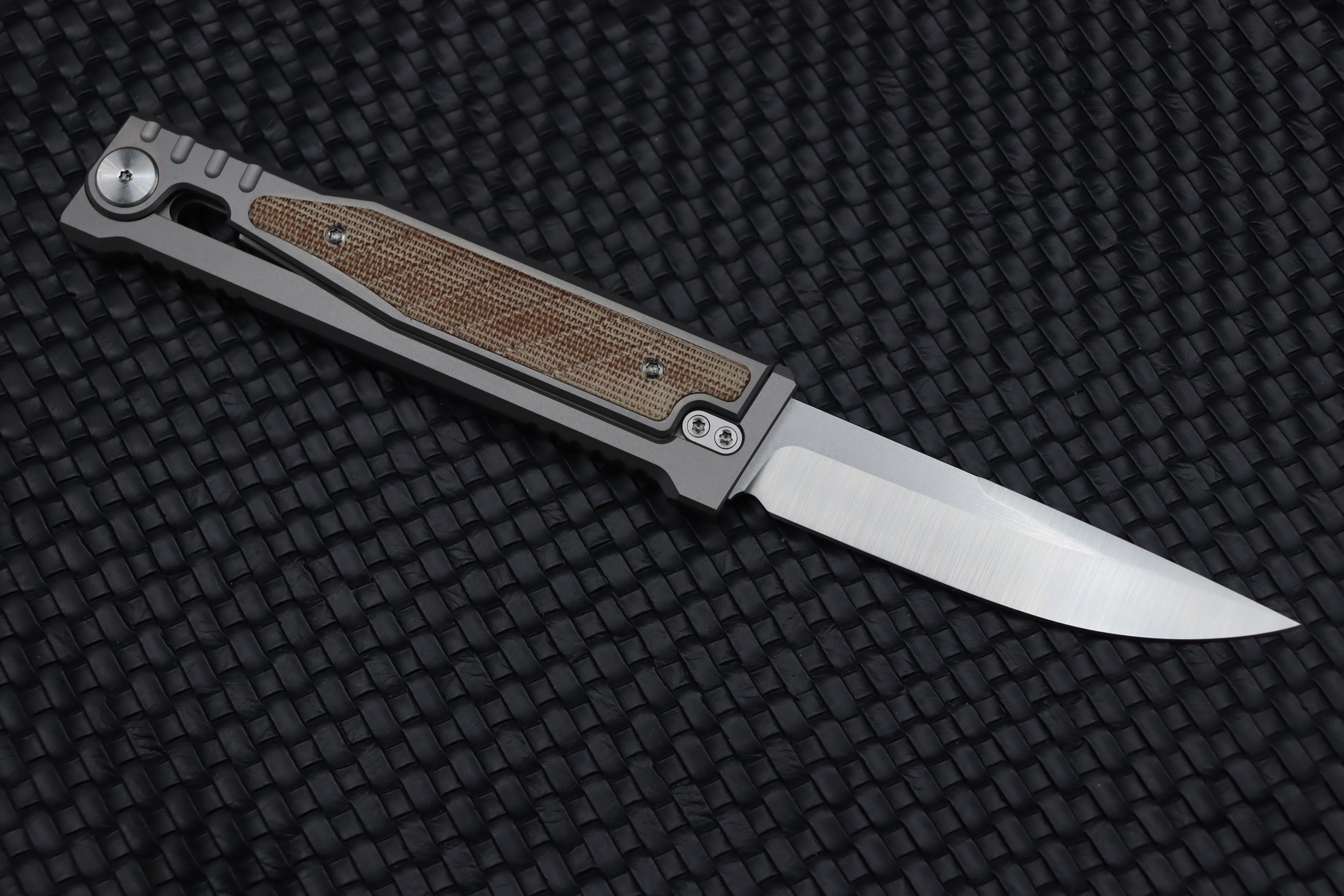 Reate EXO Exoskeleton Design Brown Micarta Drop Point