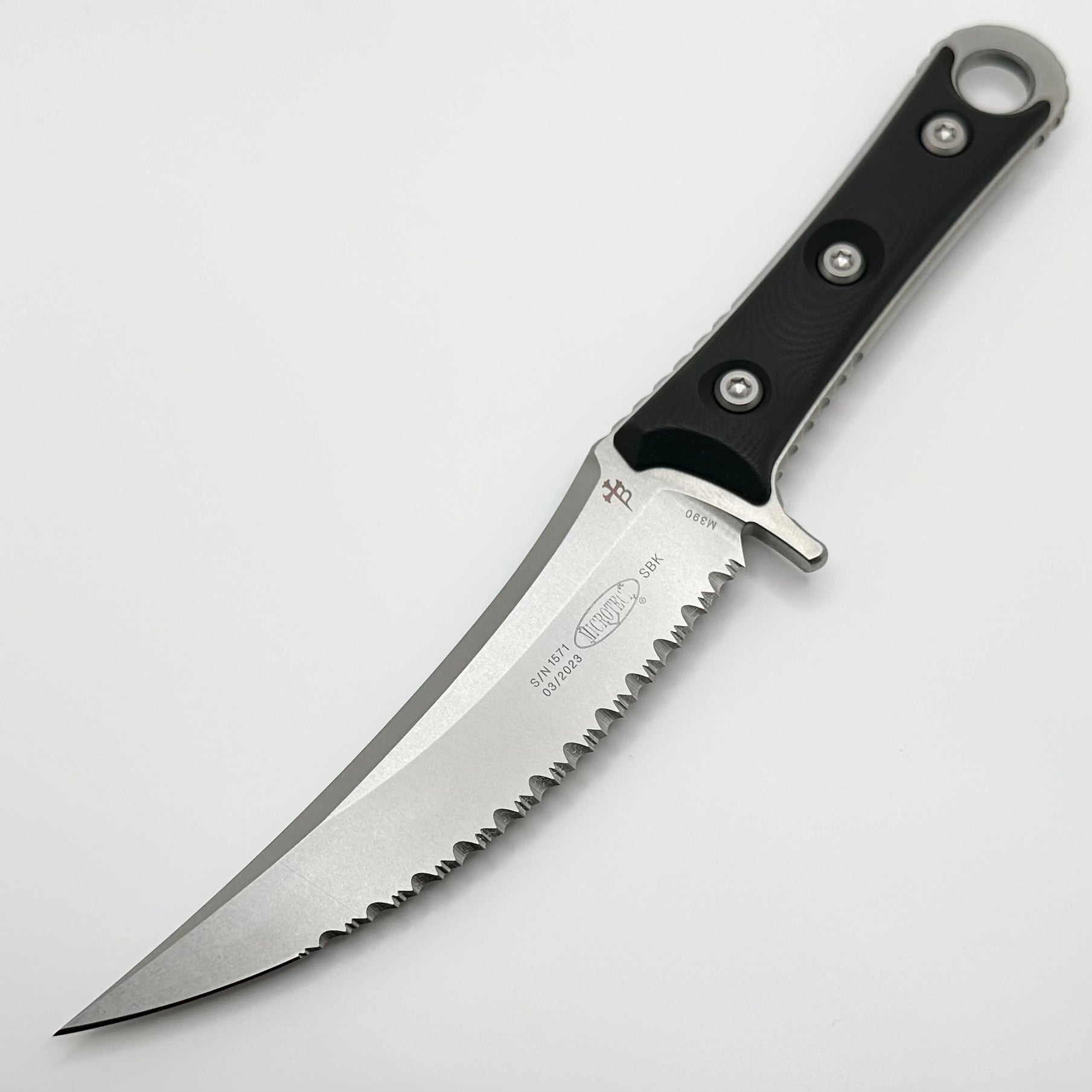 Microtech SBK Stonewash Full Serrated & G-10 200-12