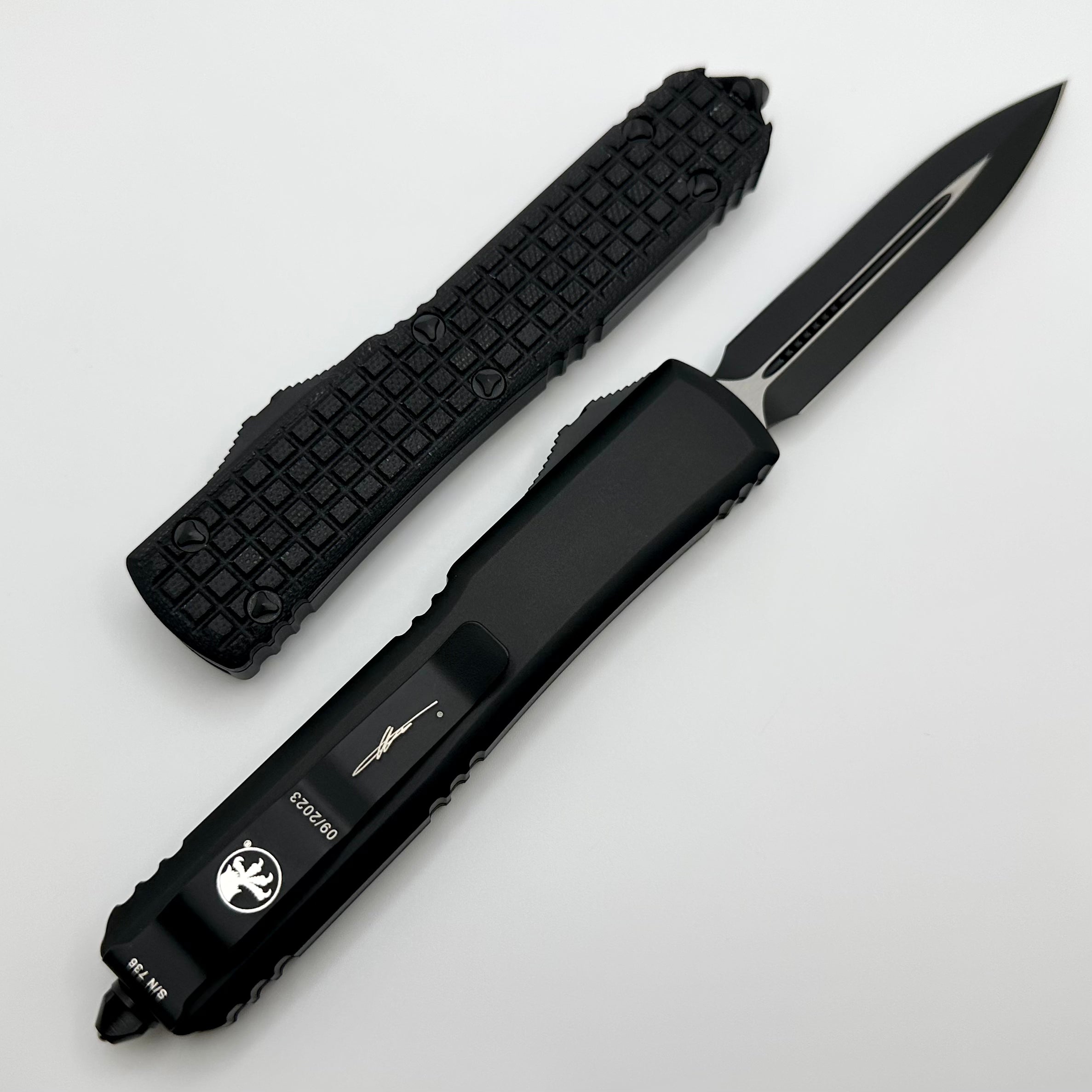 Microtech Ultratech Black G-10 Frag w/ Double Edge Black Tactical Standard Signature Series 122-1TFRGTBKS