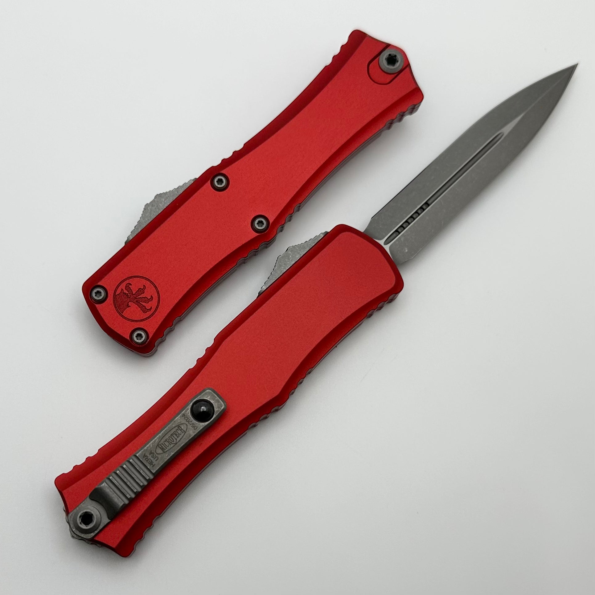 Microtech Knives Mini Hera Apocalyptic Double Edge M390MK w/ Red Handle 1702M-10APRD