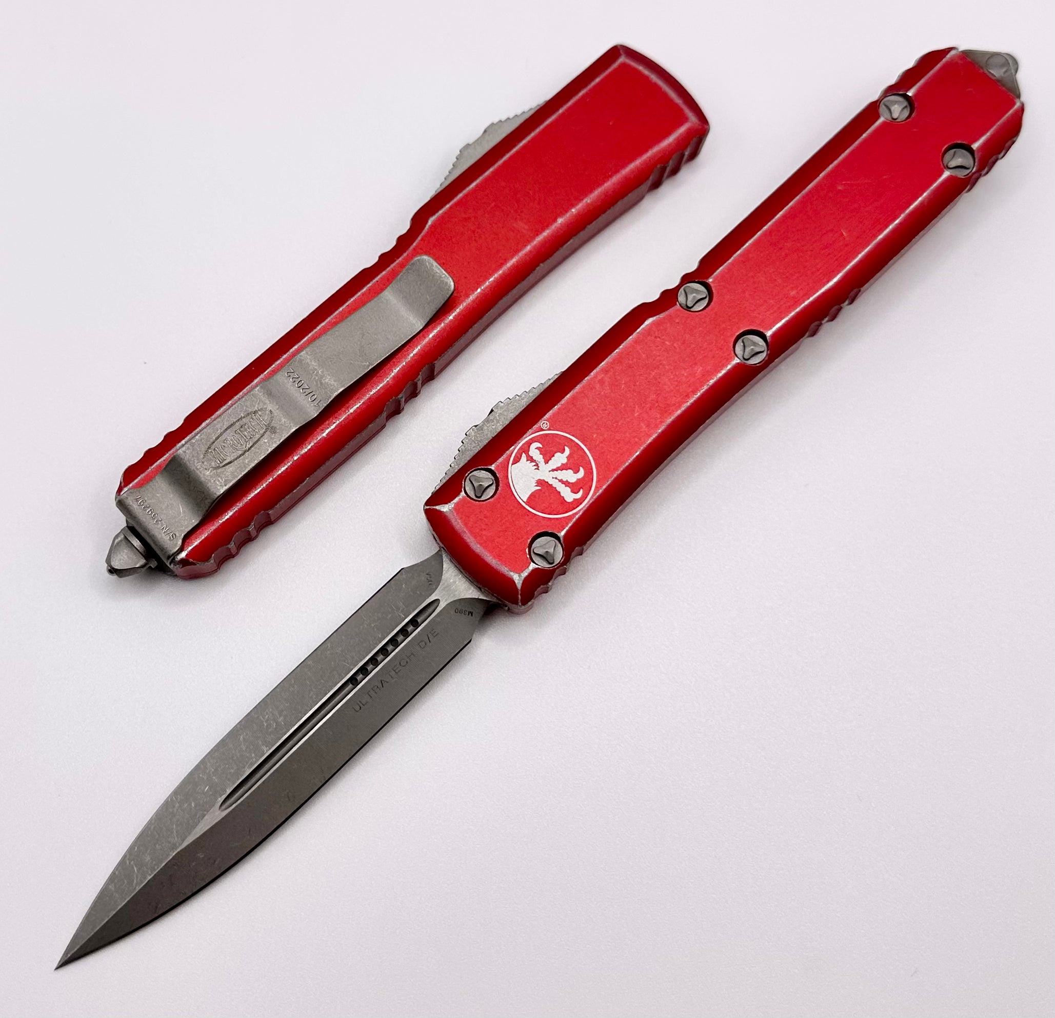 Microtech Ultratech Double Edge & Distressed Red 122-10DRD