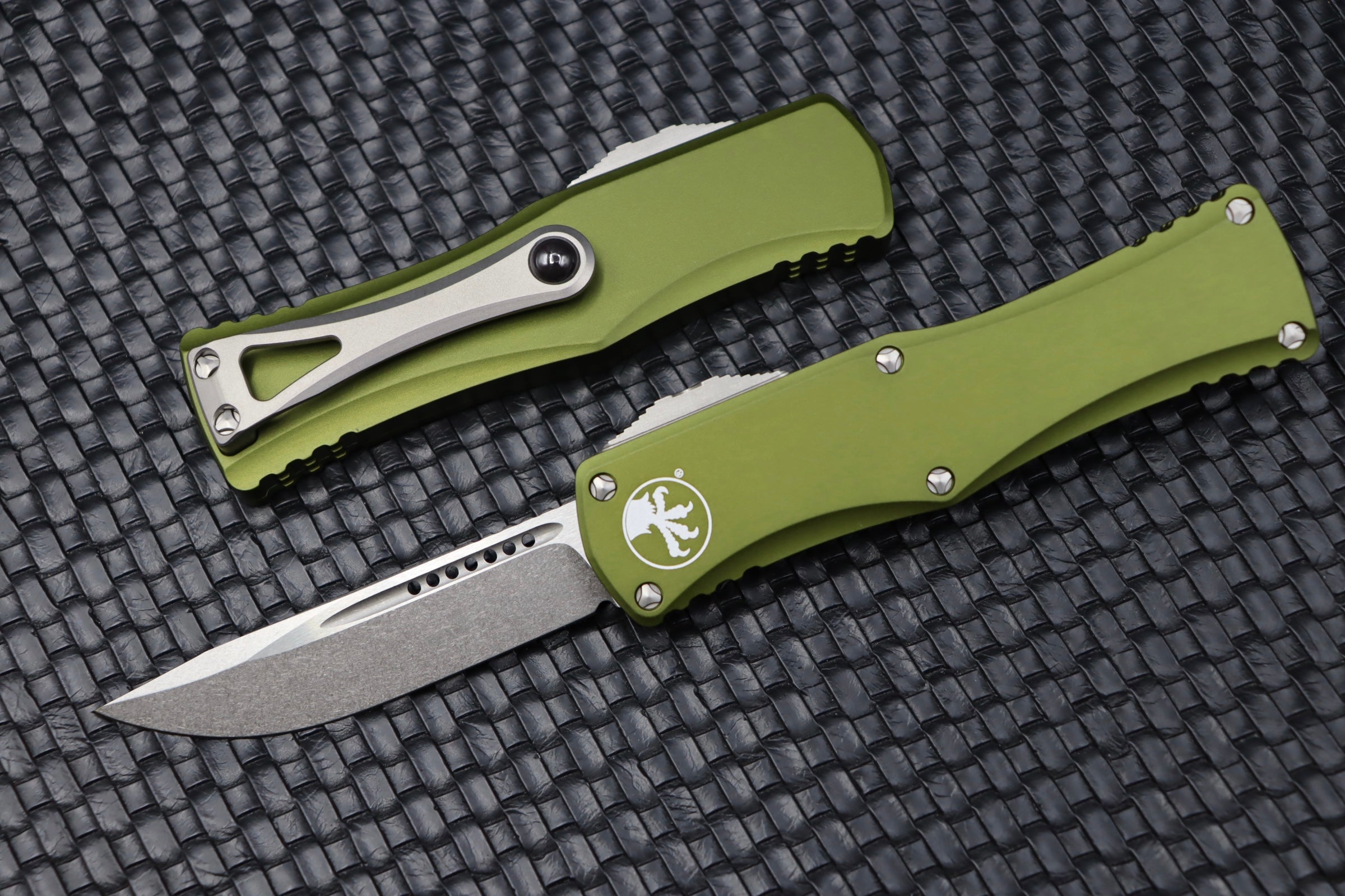 Microtech Hera Single Edge Stonewash Standard & OD Green 703-10OD