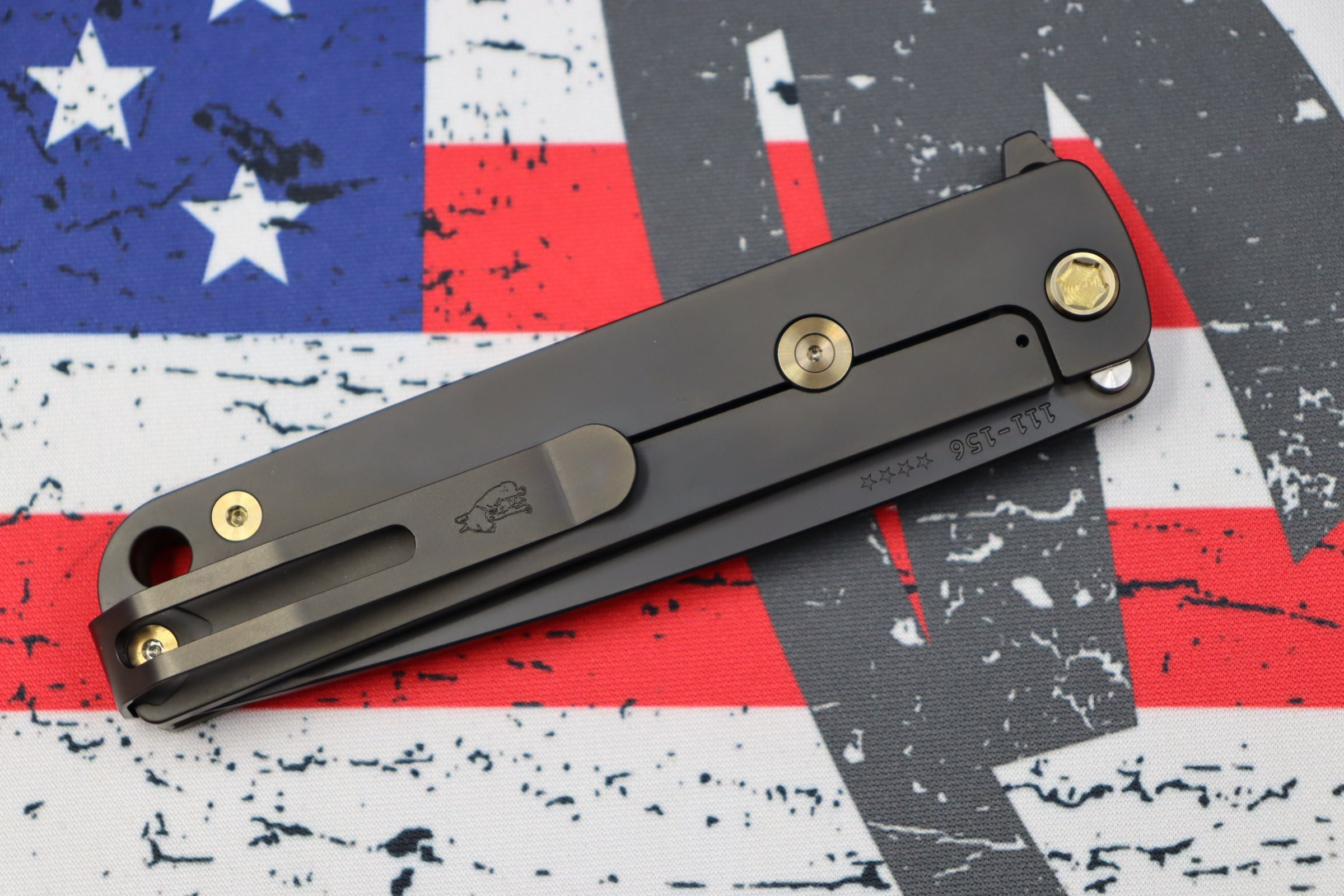 Medford M-48 Mustard Green Aluminum Handle w/ PVD Spring & Bronze Hardware w/ PVD Clip & PVD S35VN