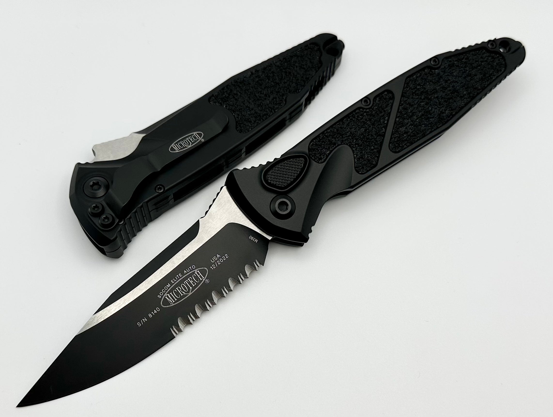 Microtech Socom Elite S/E Black Tactical Partial Serrated 160A-2T