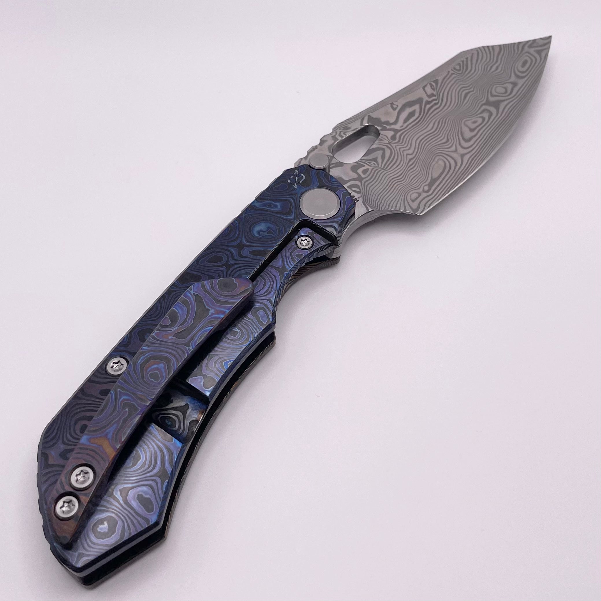 BLEMISH Custom Knife Factory Rotten Design Evo 4.0 Zircuti Handles & Damasteel